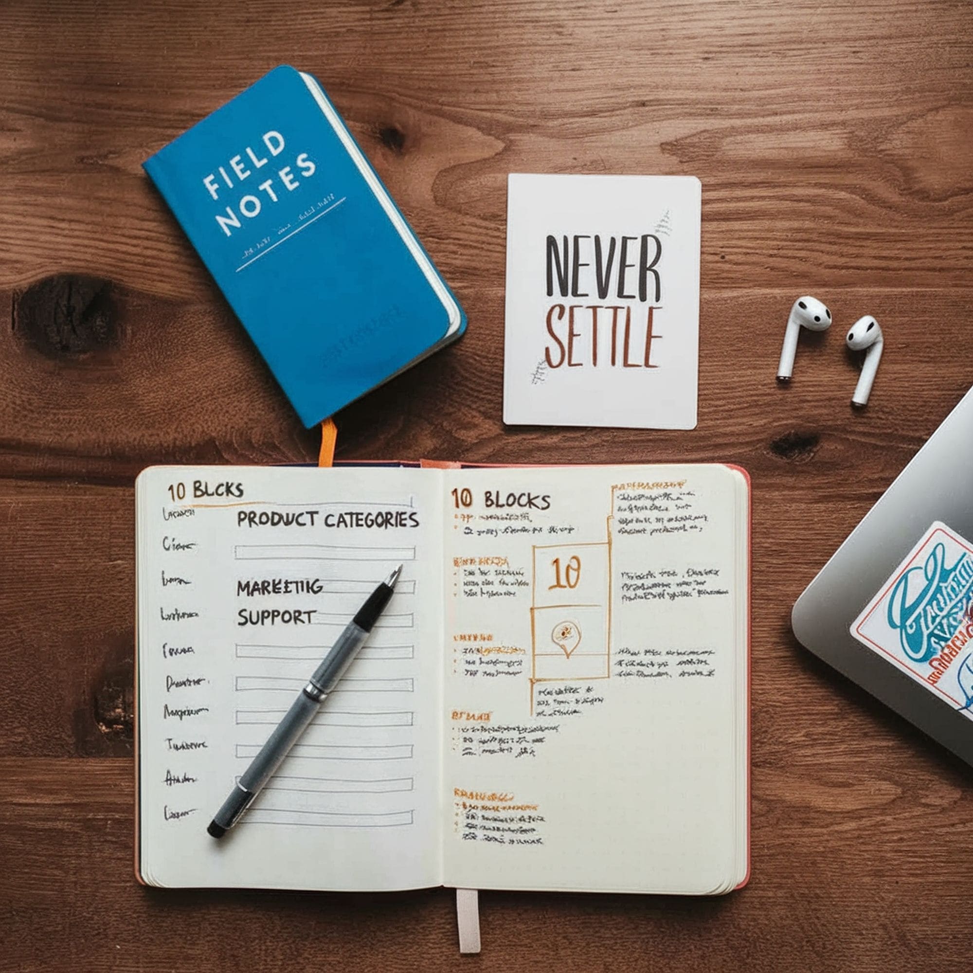 Bullet Journal Next to Laptop