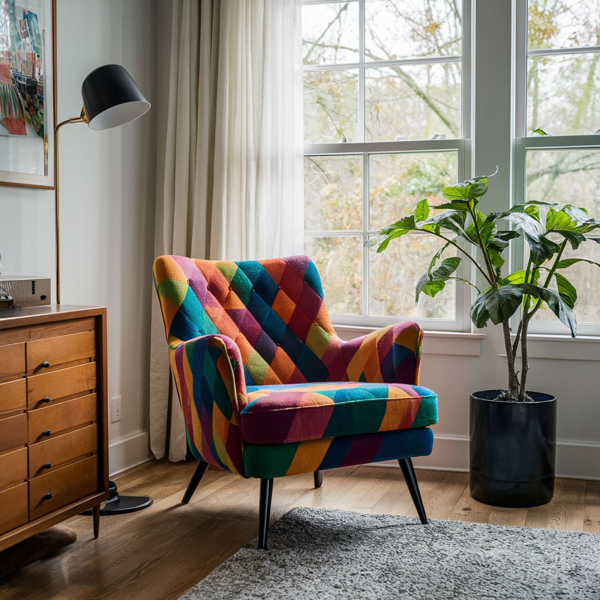 Colorful Accent Chair Near Window