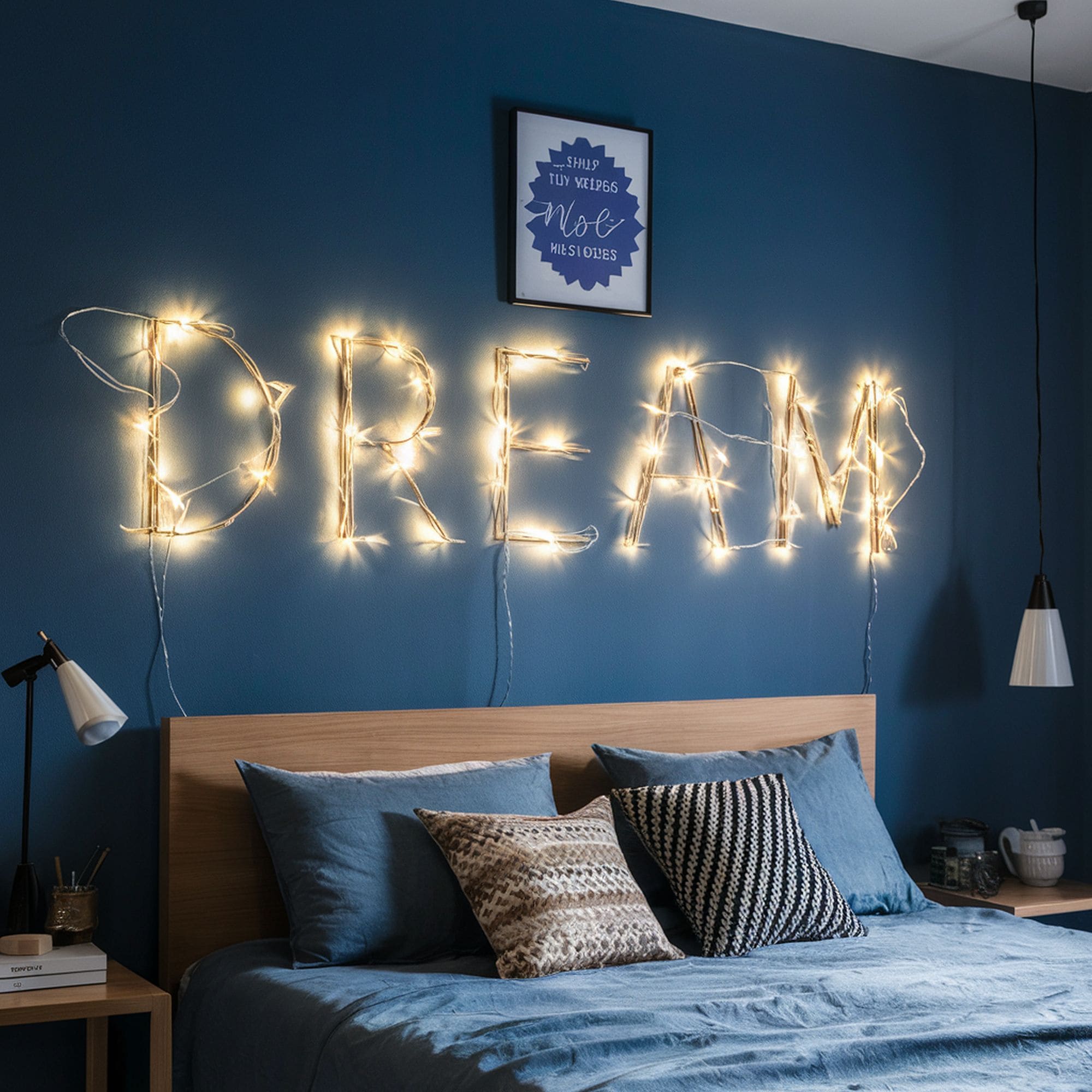 Decorative Wall Message Made Using Fairy Lights