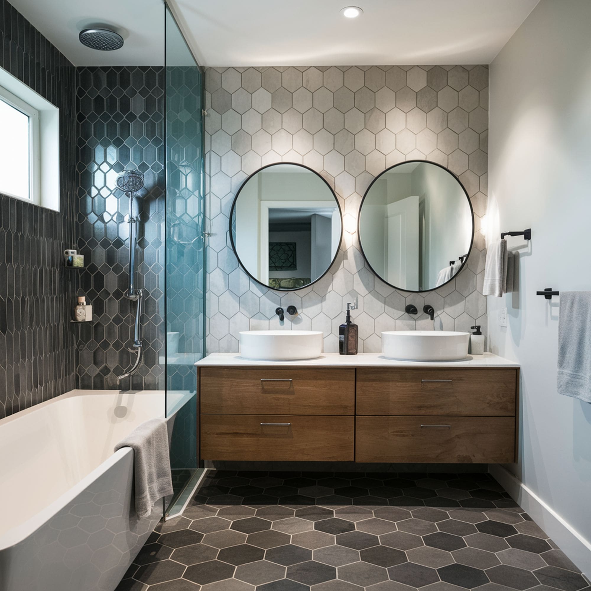 Hexagonal Patterned Bathroom Tiles