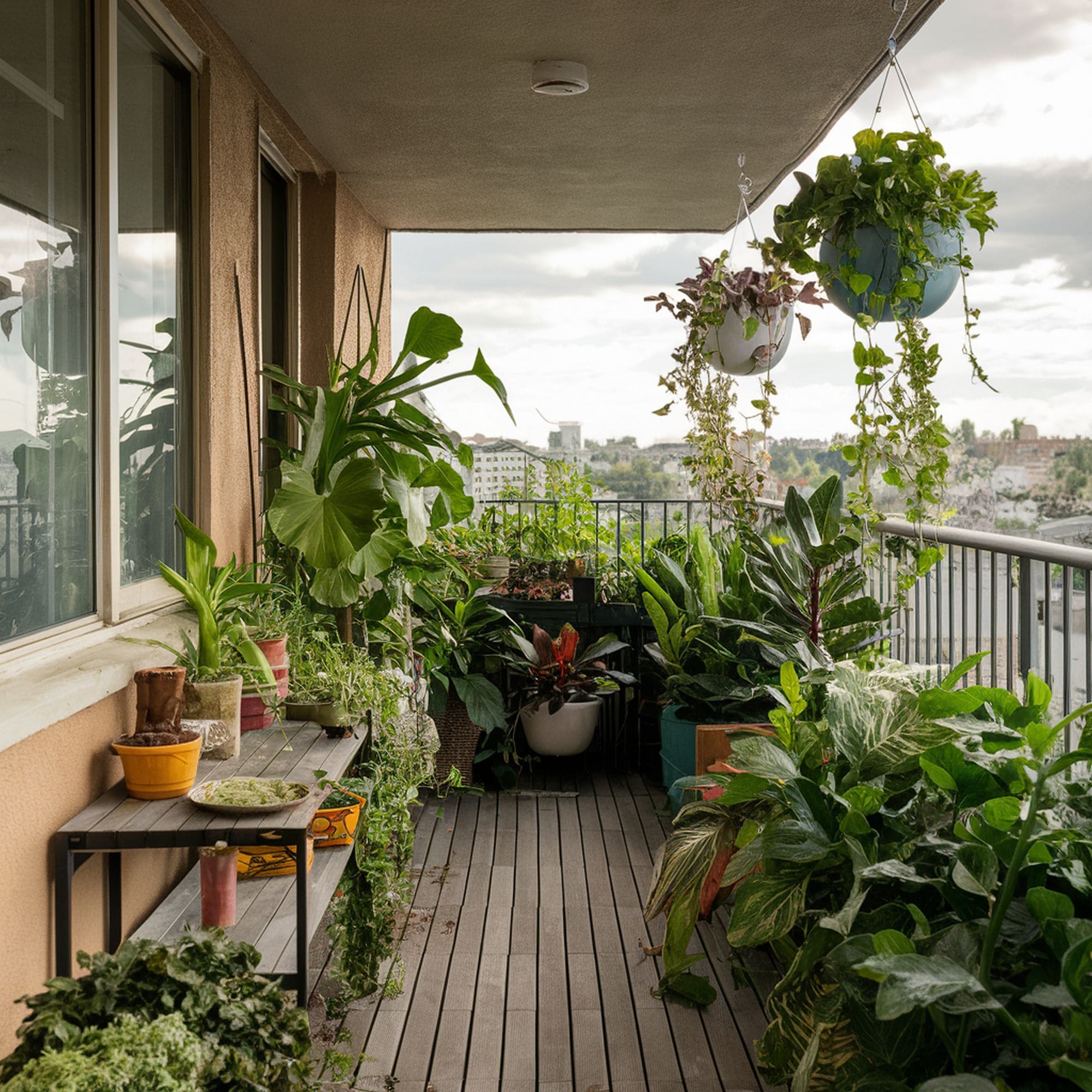 Apartment Balcony With Lots of Plants