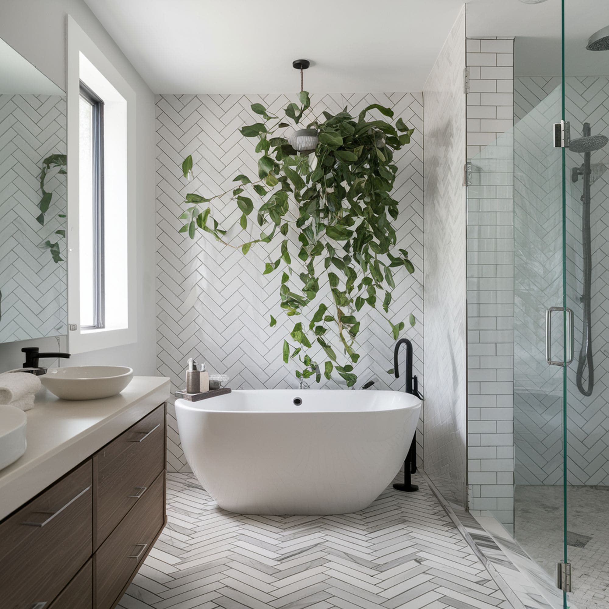 Diagonal Patterned Bathroom Tiles