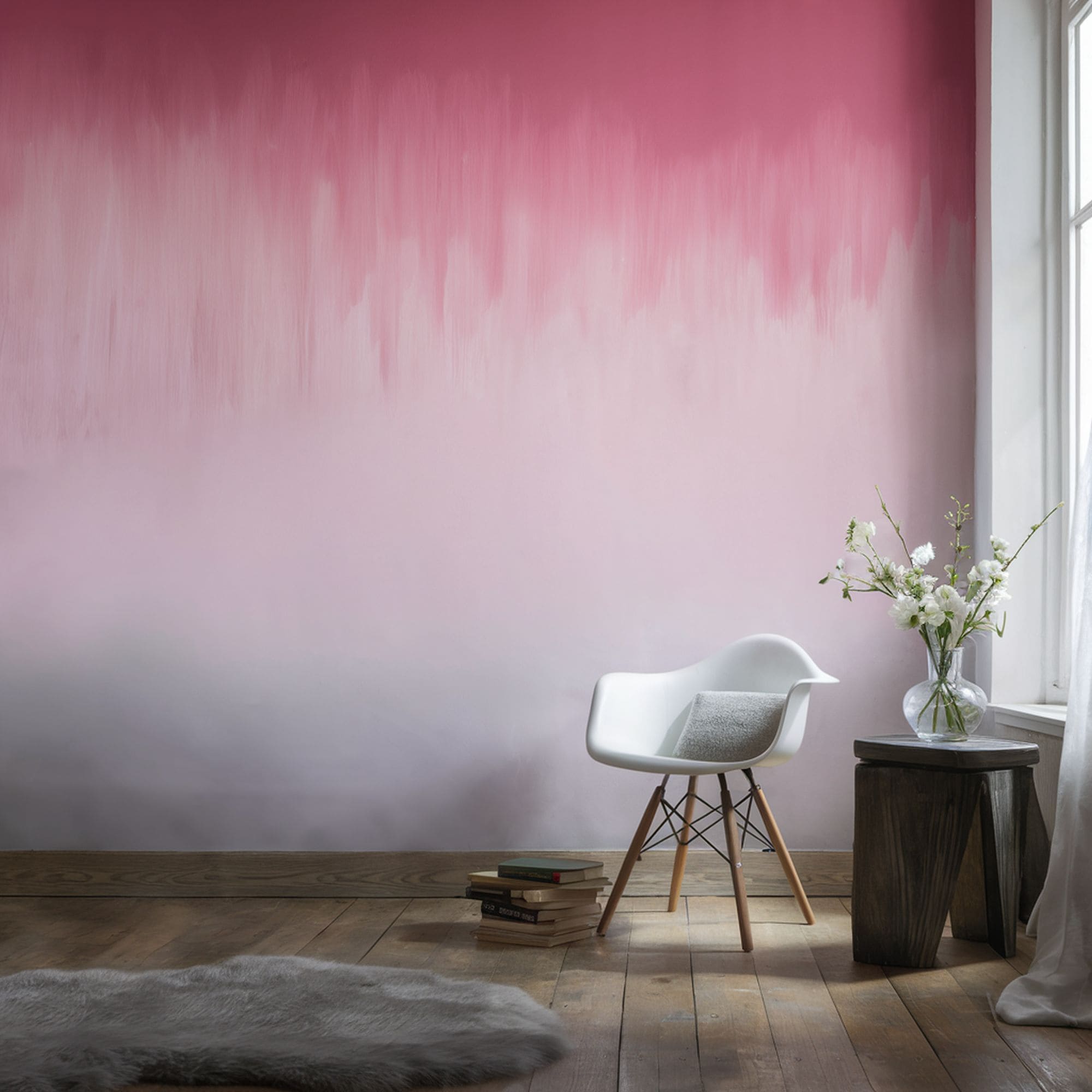 Pink and Gray Ombre Wall