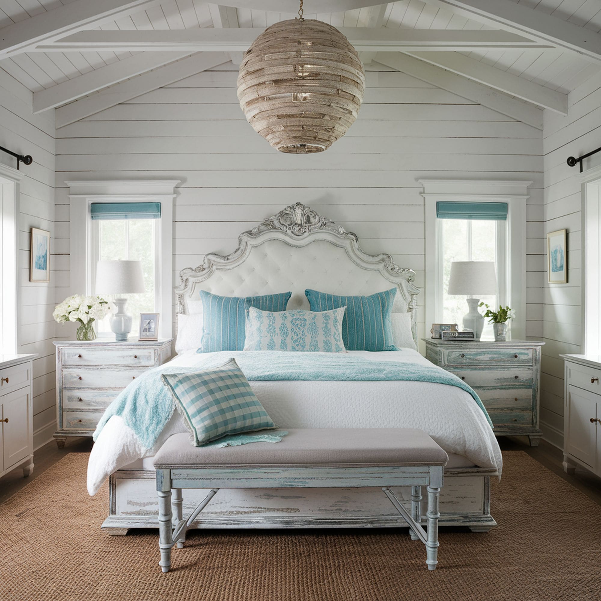 Beach Inspired Bedroom With Shabby Chic Aesthetic