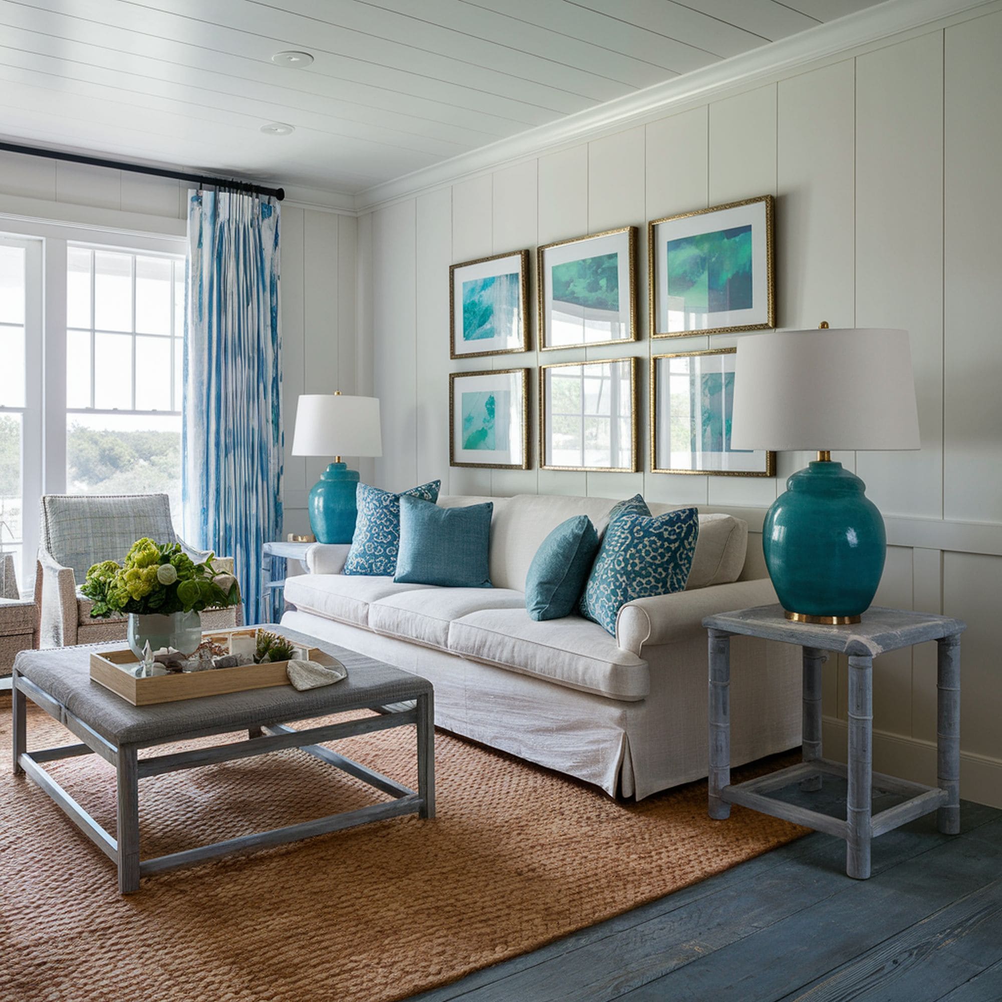 Beach Inspired Living Room With Sea Glass Colors