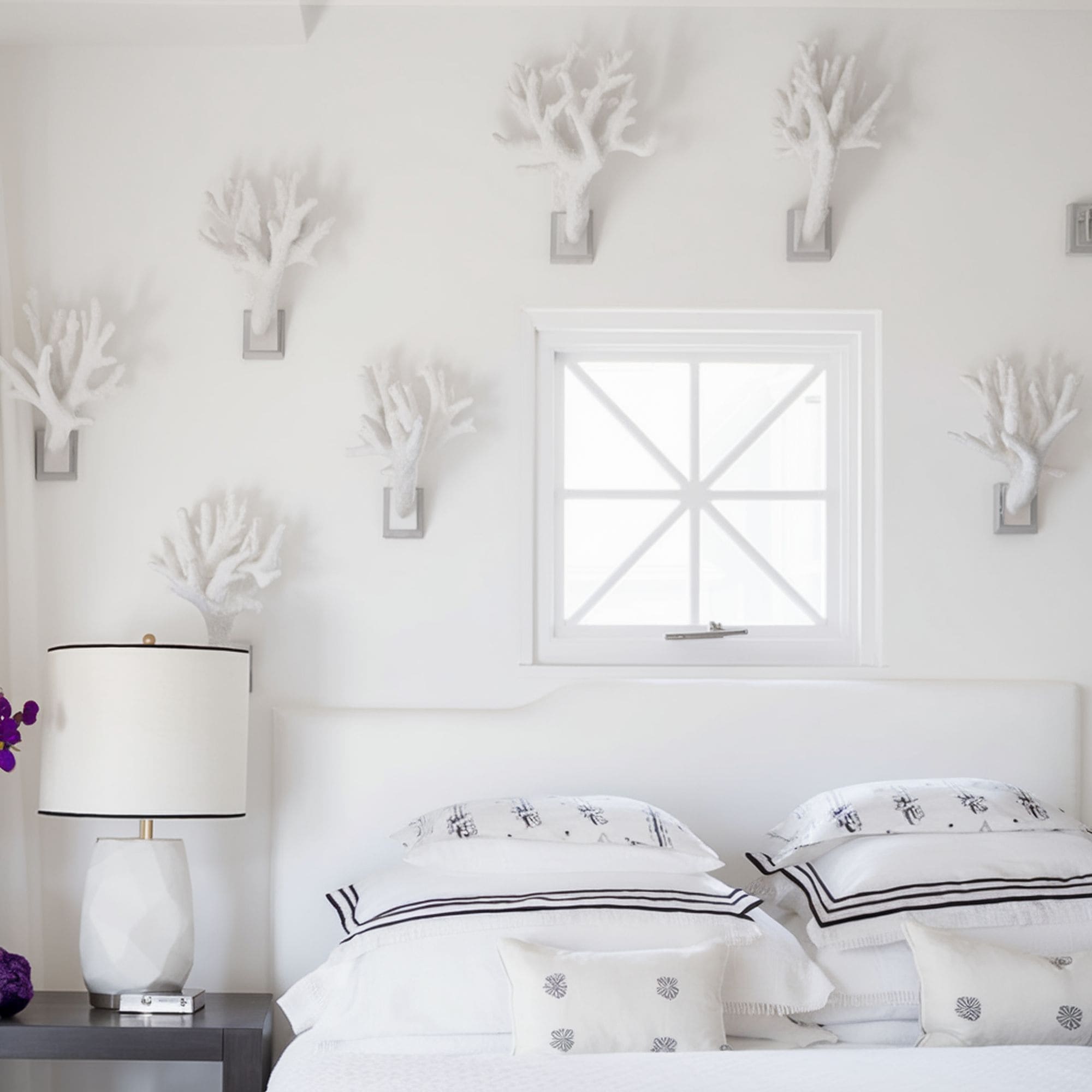 Beach Inspired Bedroom With Coral Decorations