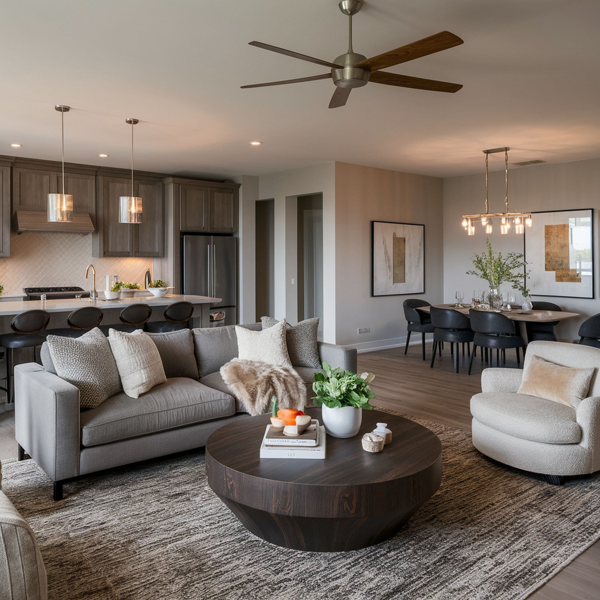 Neutral Tone Open Space Living Room