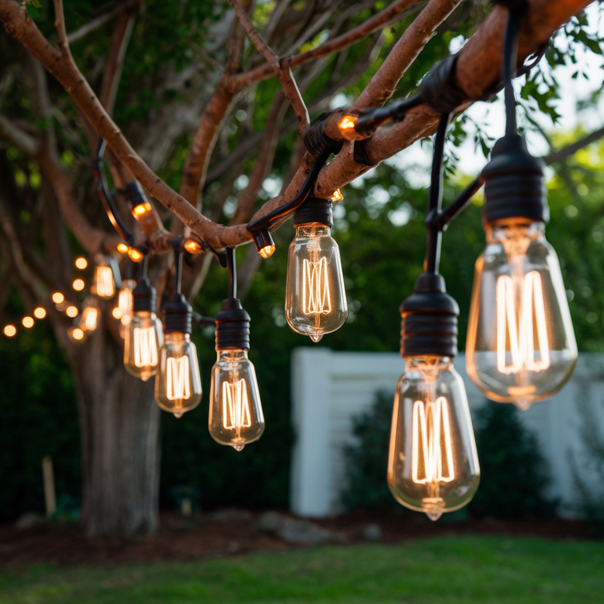 String Lights Used to Decorate Outdoor Trees