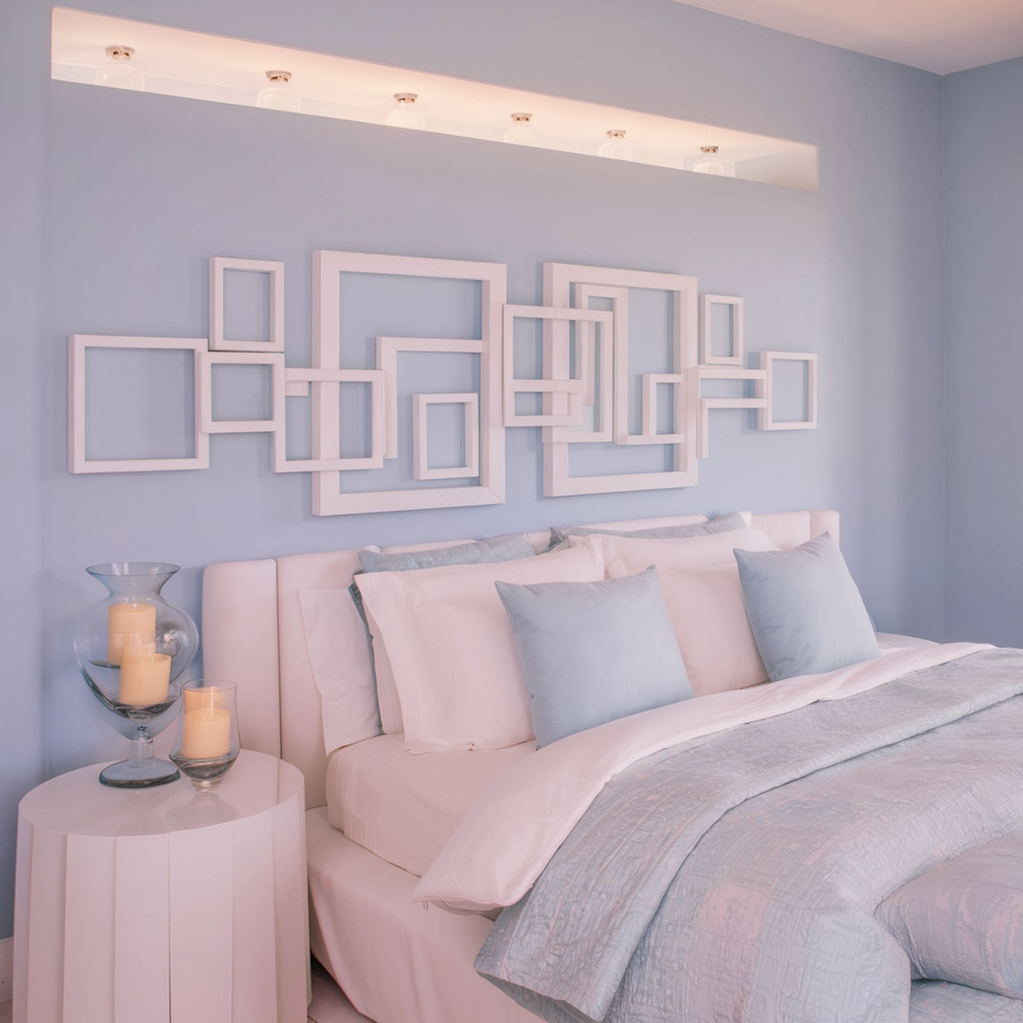 White Empty Frames on Sage Green Wall