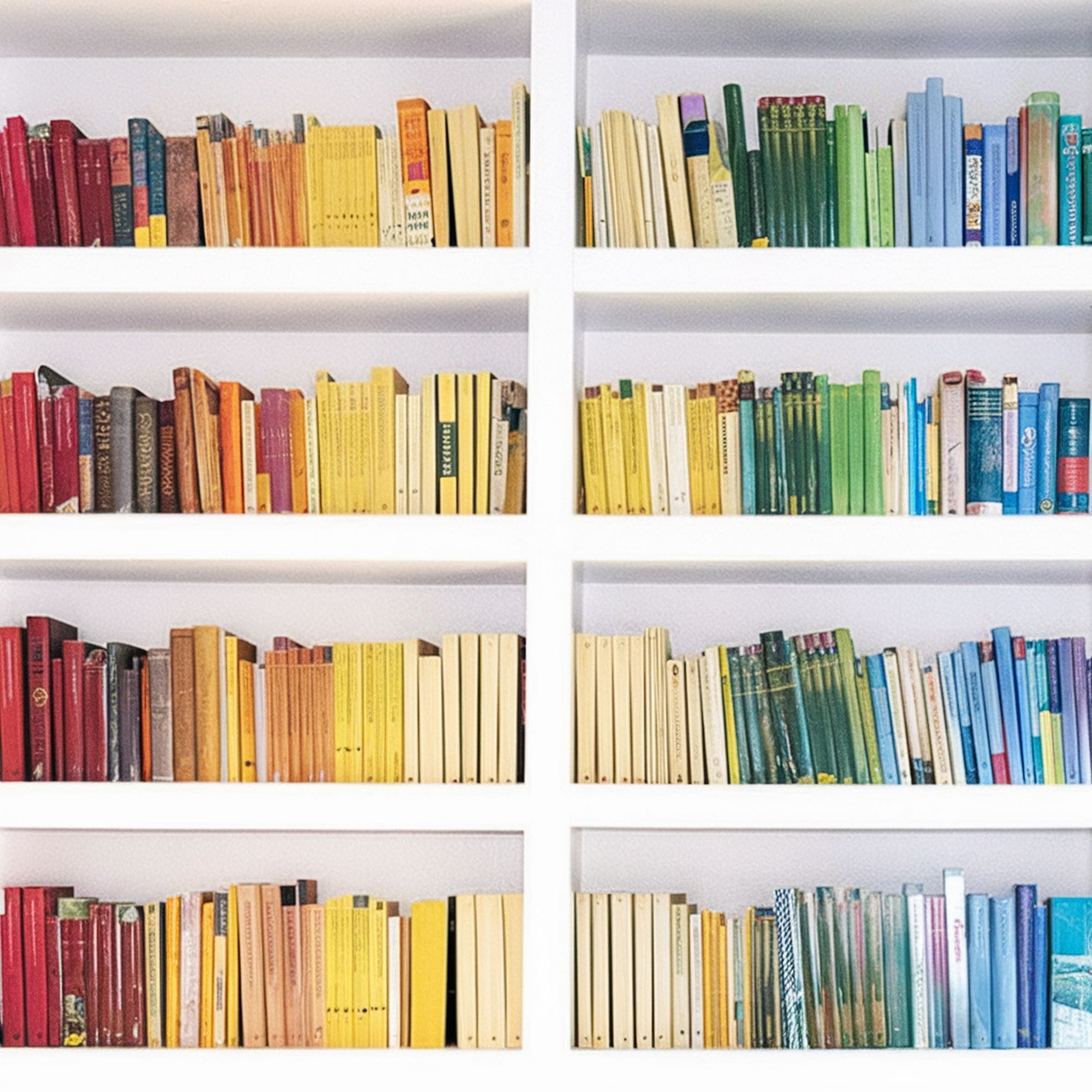 Color Coded Bookshelf Organization