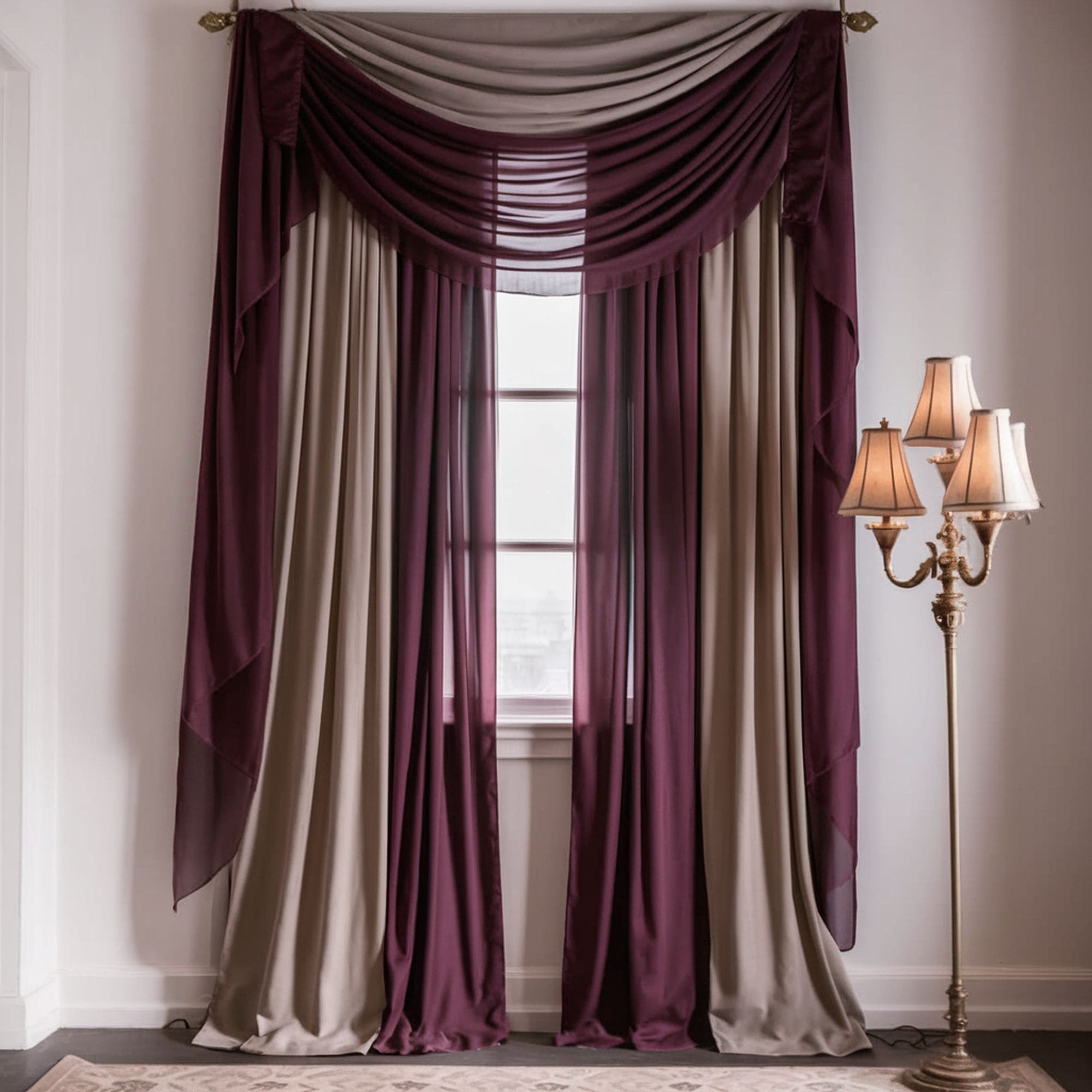 Elegant Burgundy and Beige Curtains
