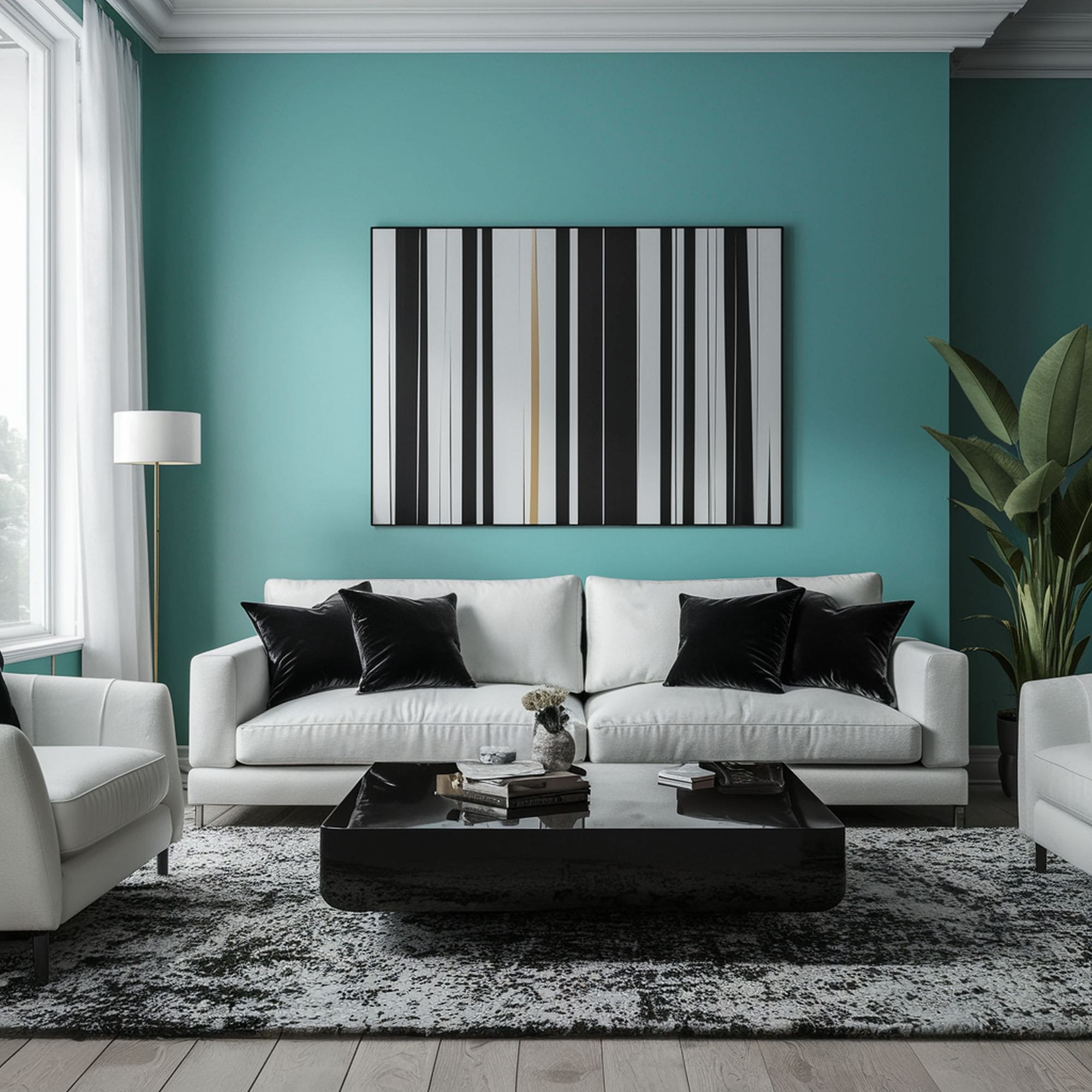 Modern Blue Wall Living Room