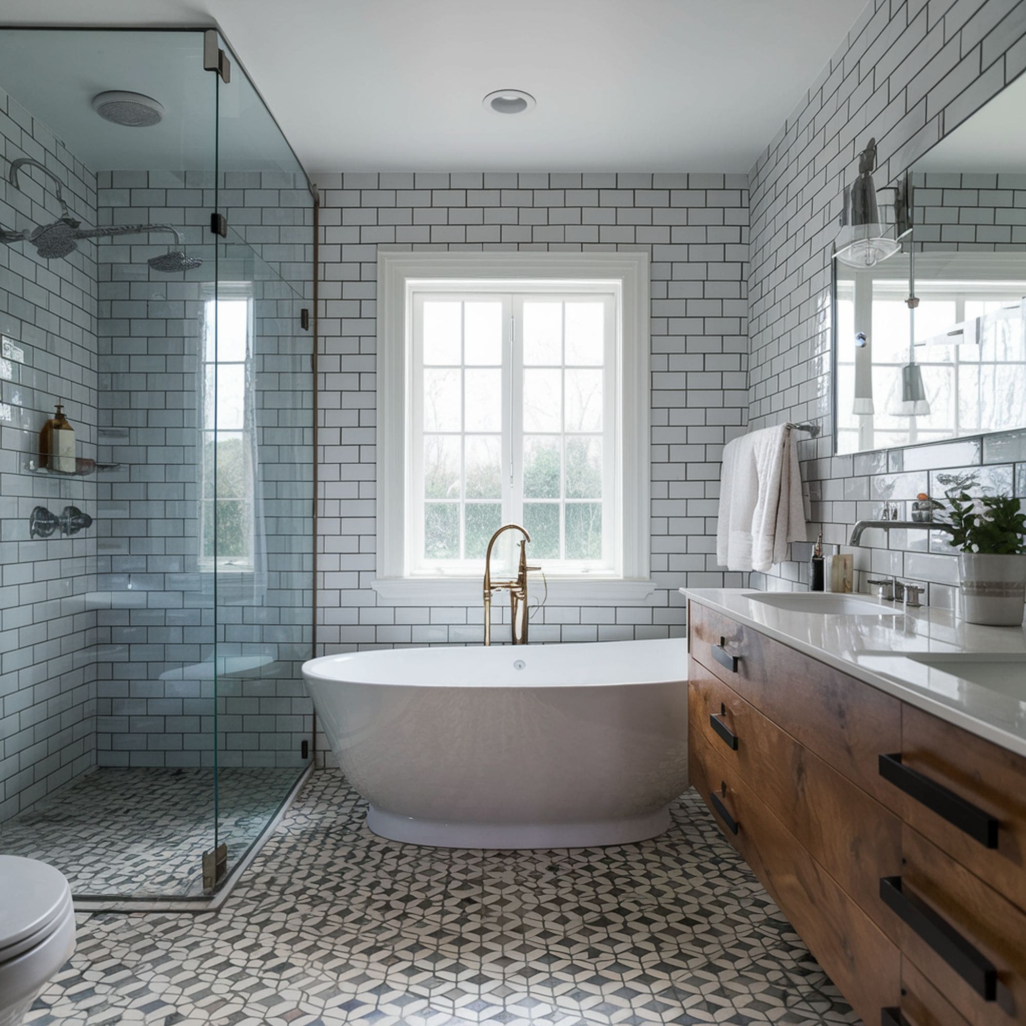 Brick Bond Bathroom Tiles