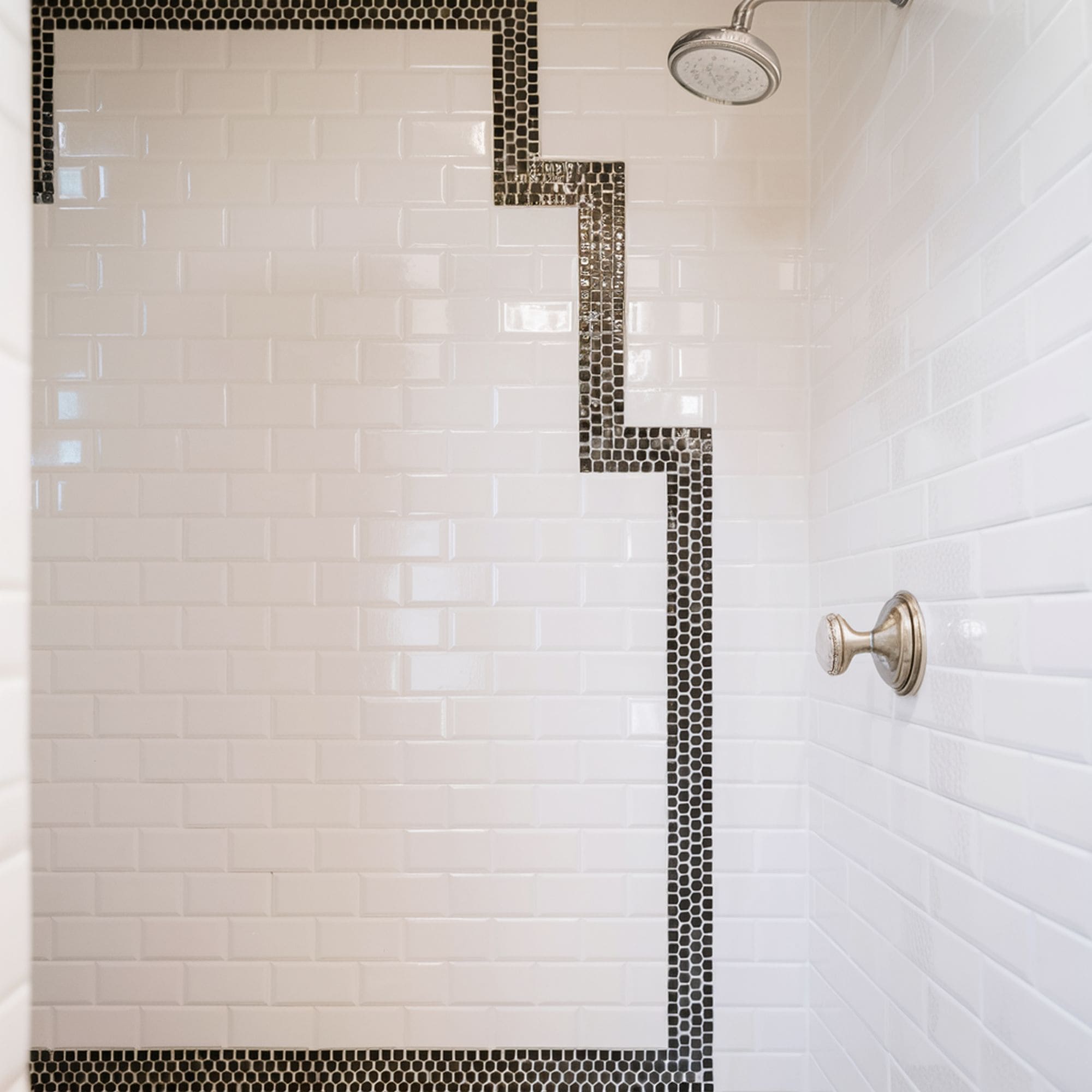 Penny Tile Black Shower Border