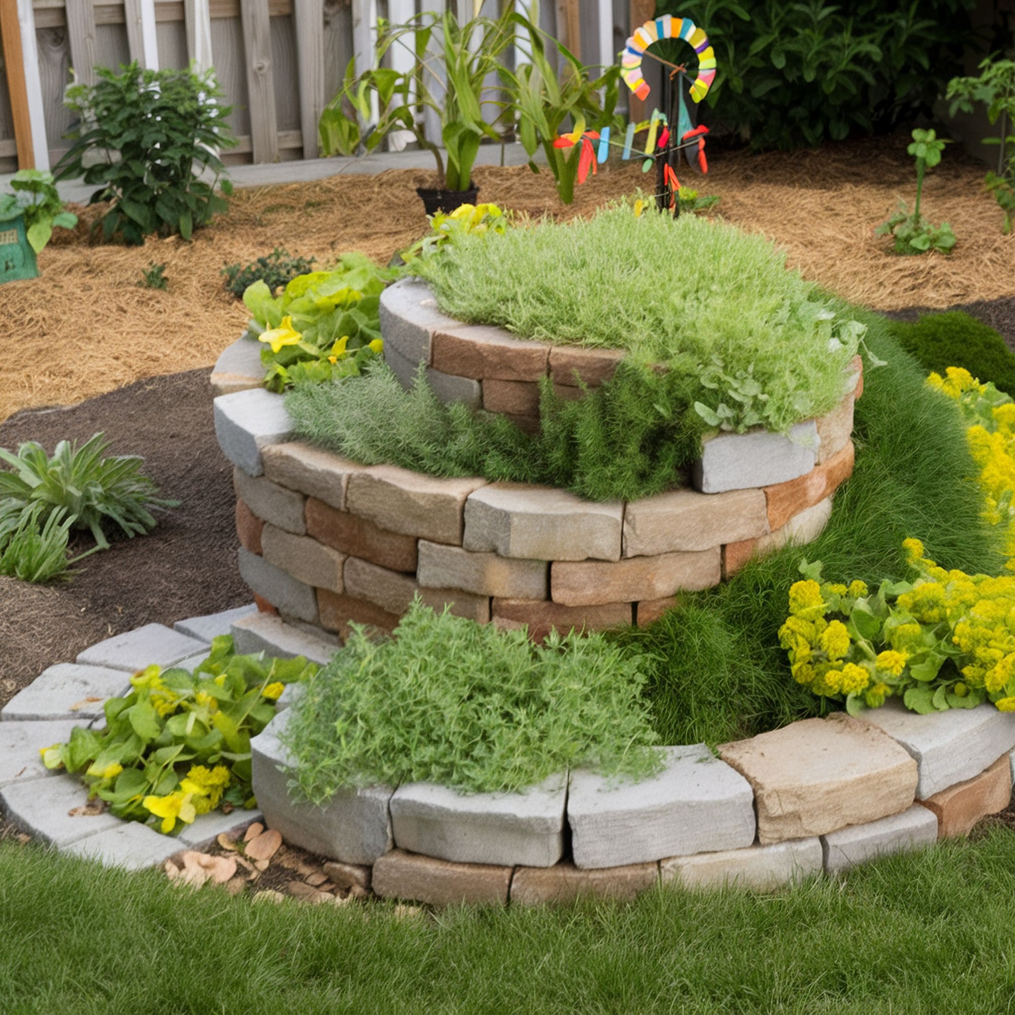 Stone Raised Bed Spiral Garden Design