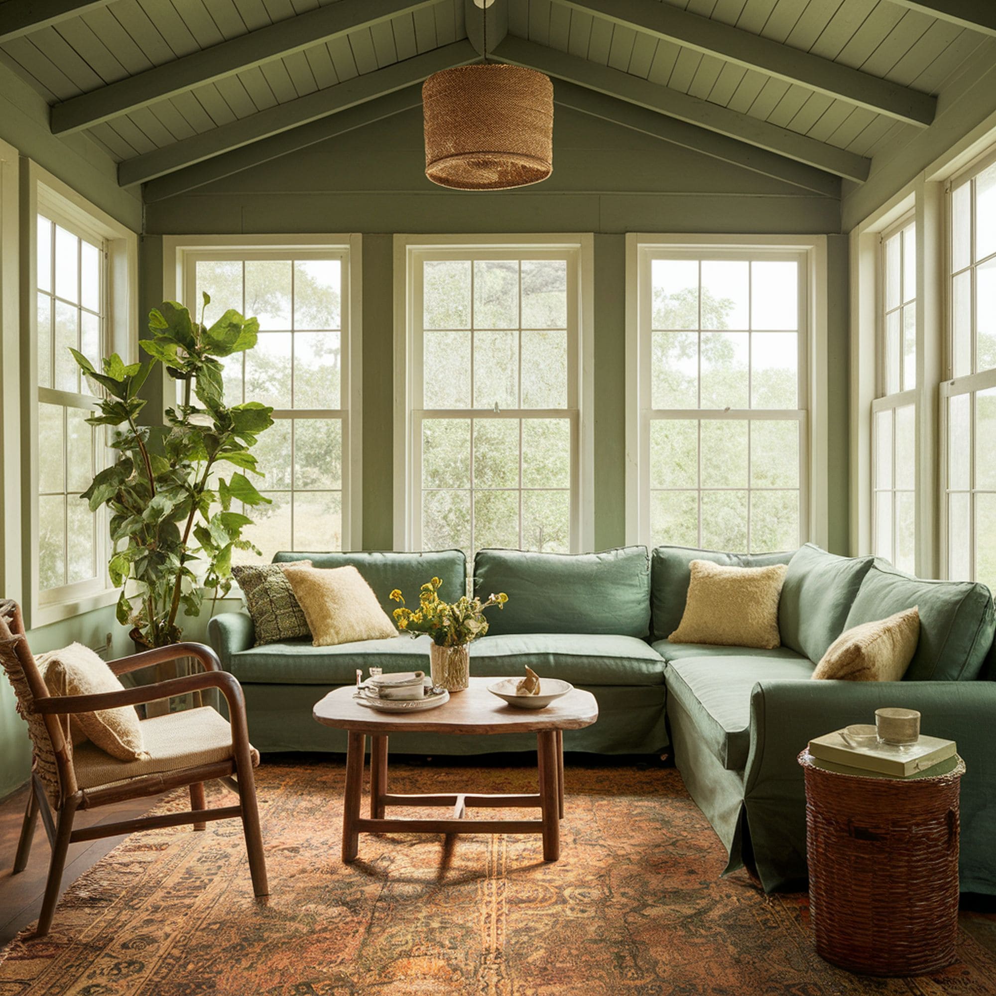 Cozy Green Sunroom
