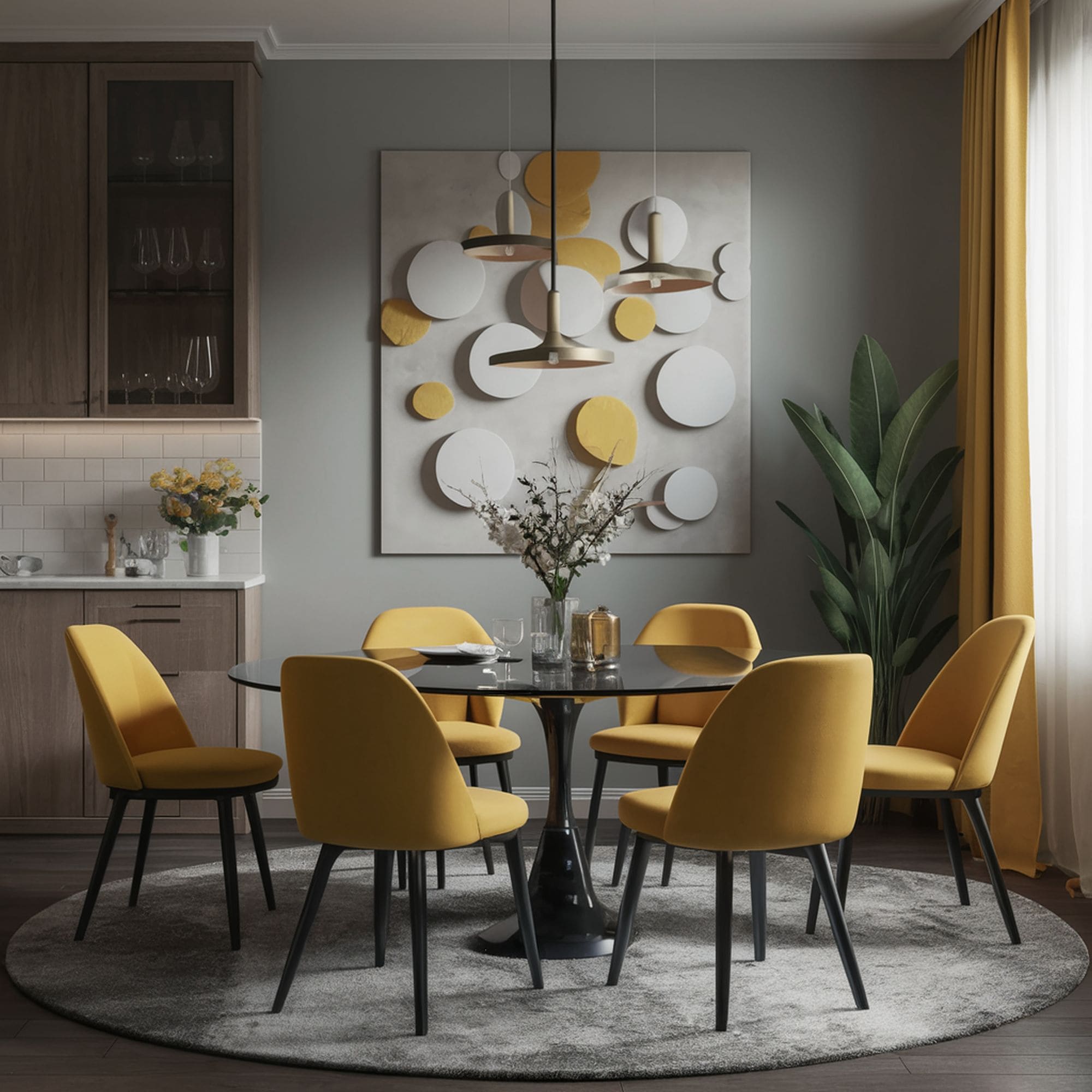 Gray and Yellow Dining Room