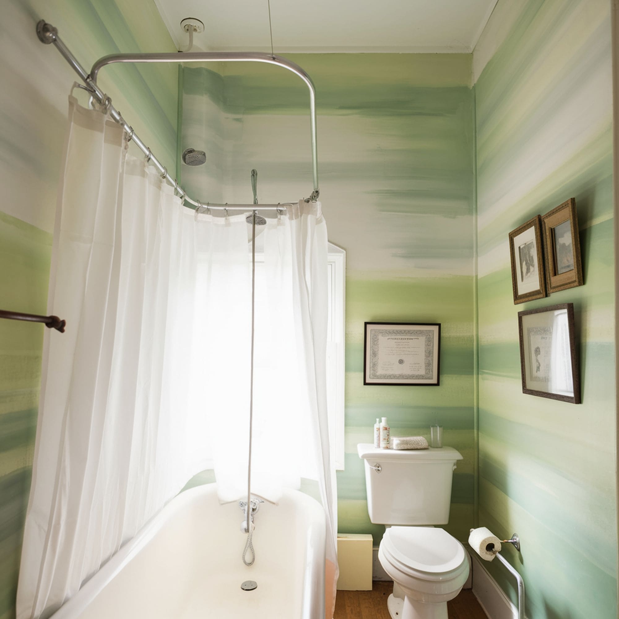 Olive Green Bathroom Ombre Wall