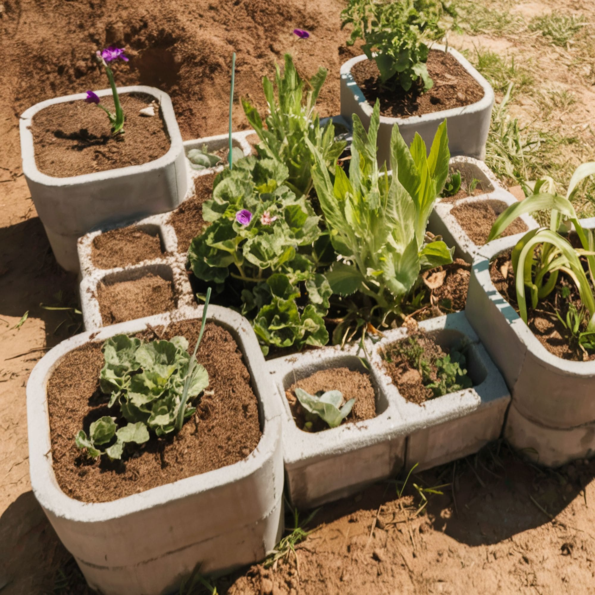 Reused Masonry Raised Bed