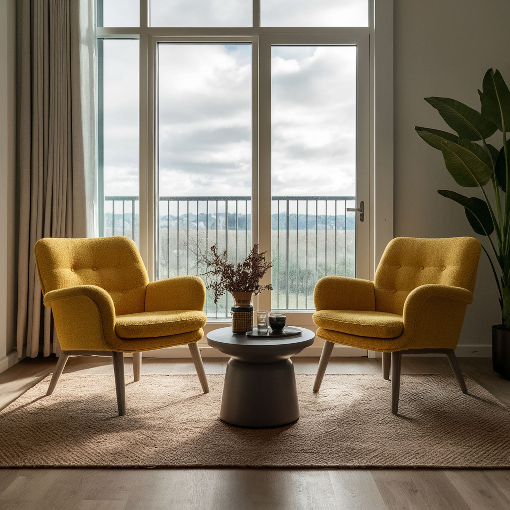 Set of Yellow Accent Chairs