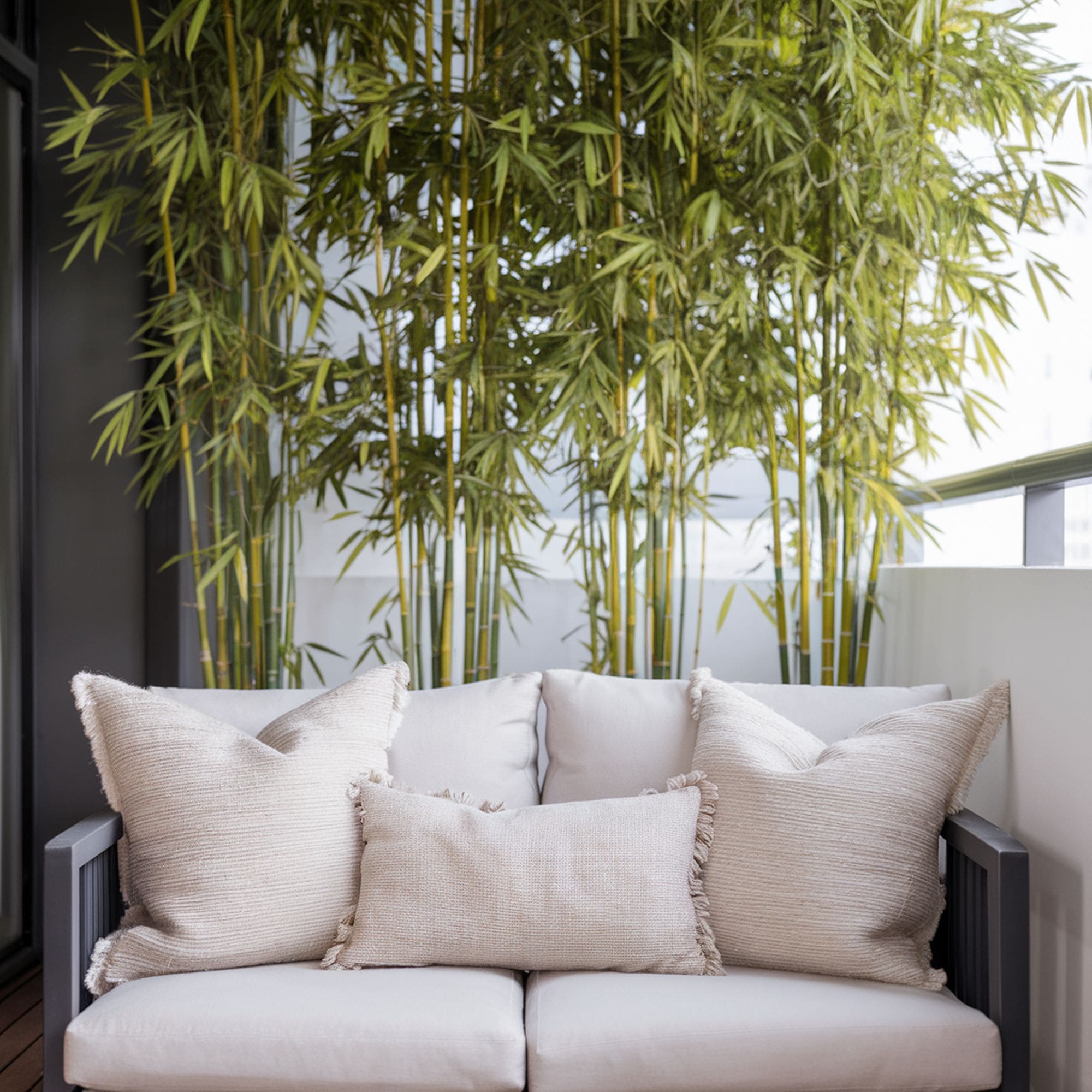 Apartment Balcony With Bamboo Privacy Screen