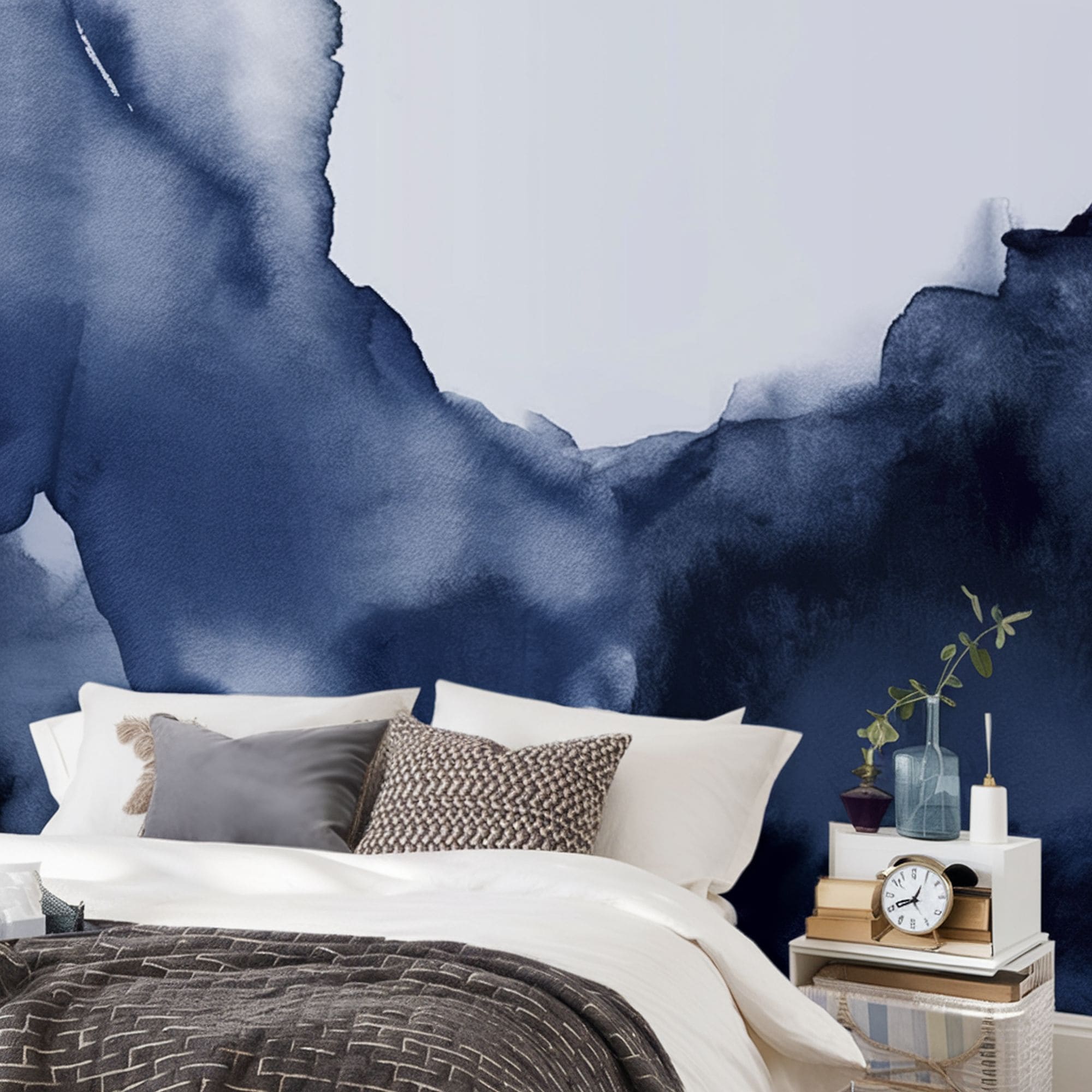 Blue Bedroom Ombre Mural Wall