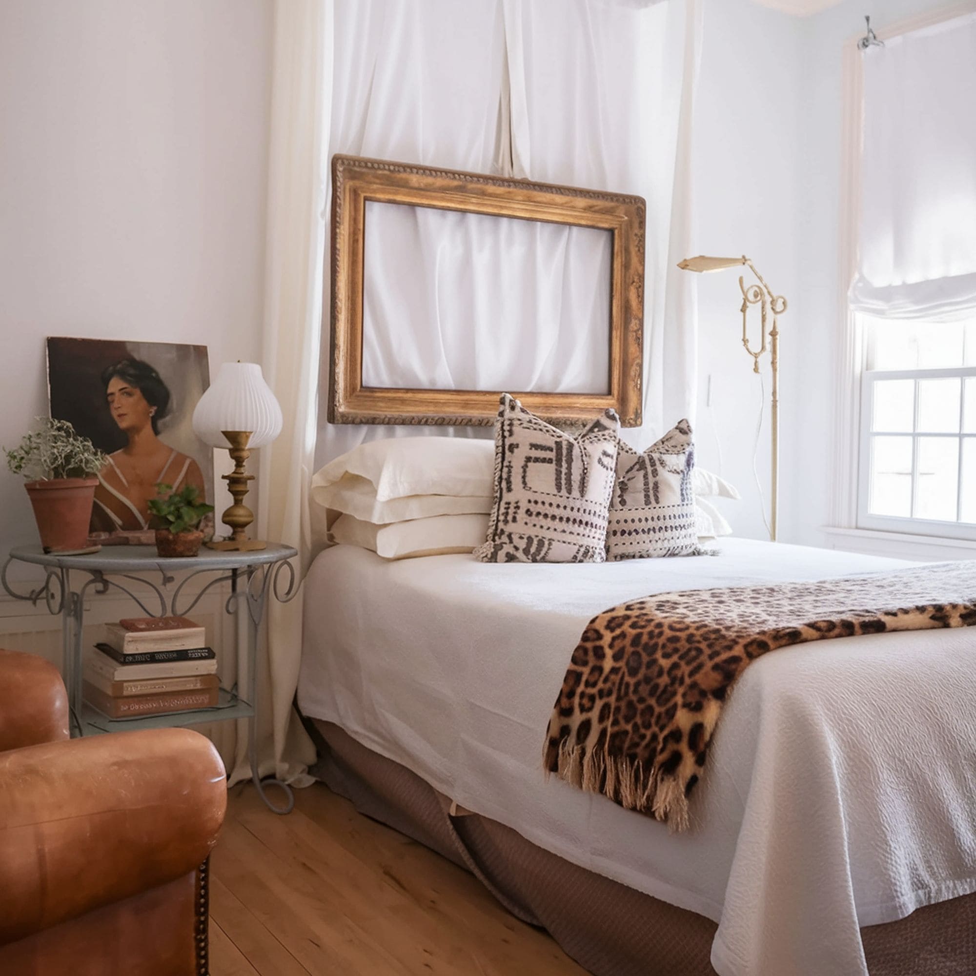 Empty Frame Used as Headboard