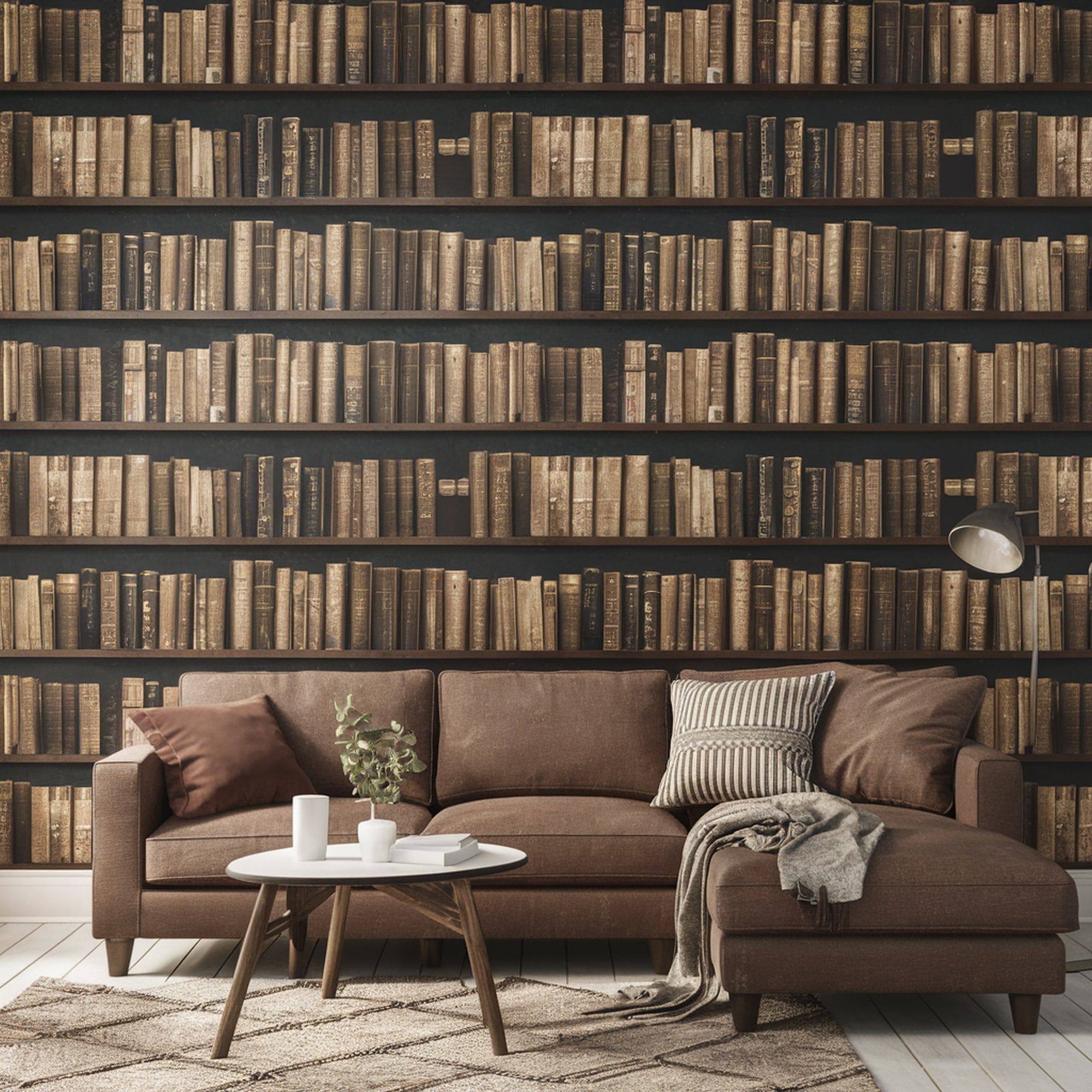 Optical Illusion Wallpaper Mimicking Bookcase