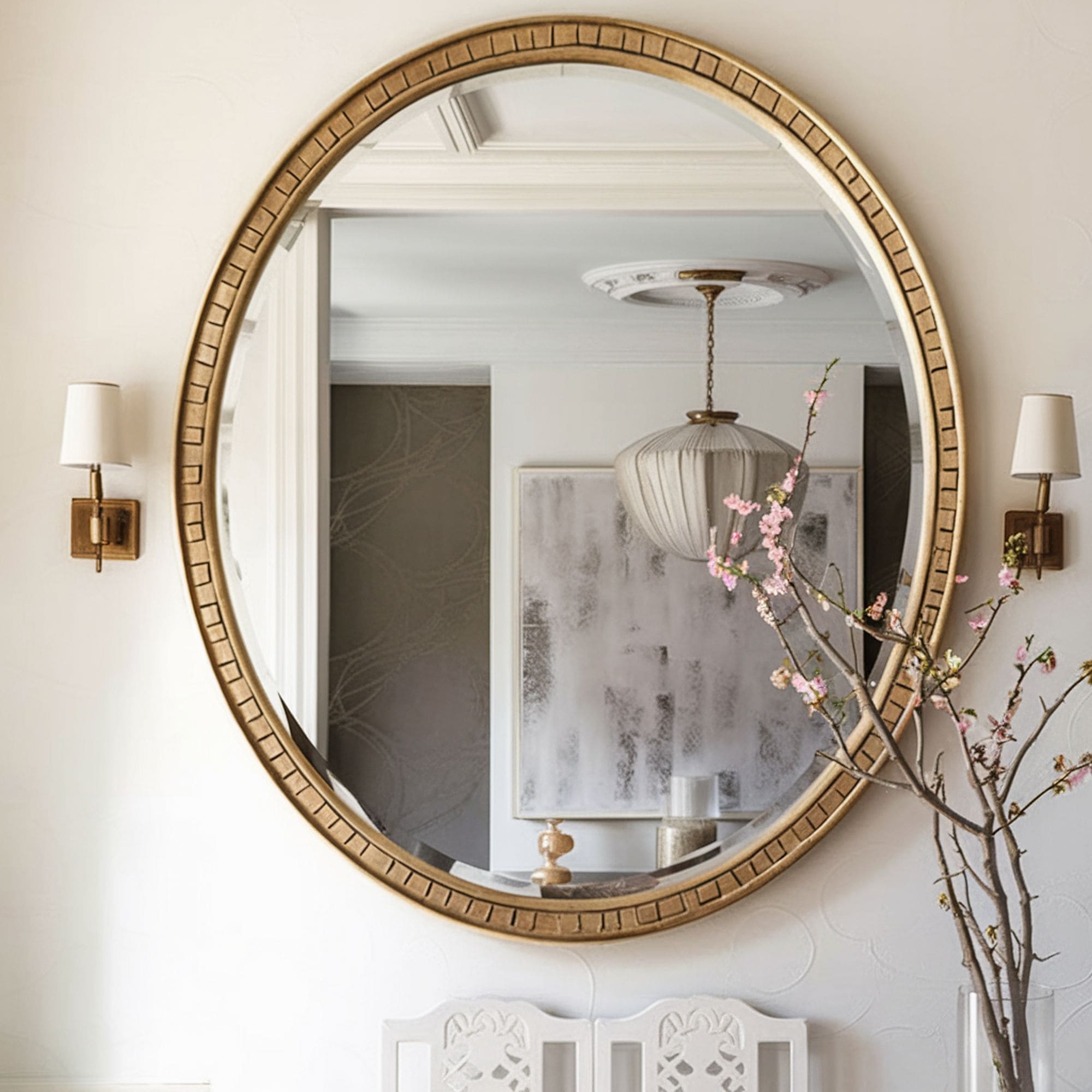 Foyer With Oval Gold Mirror