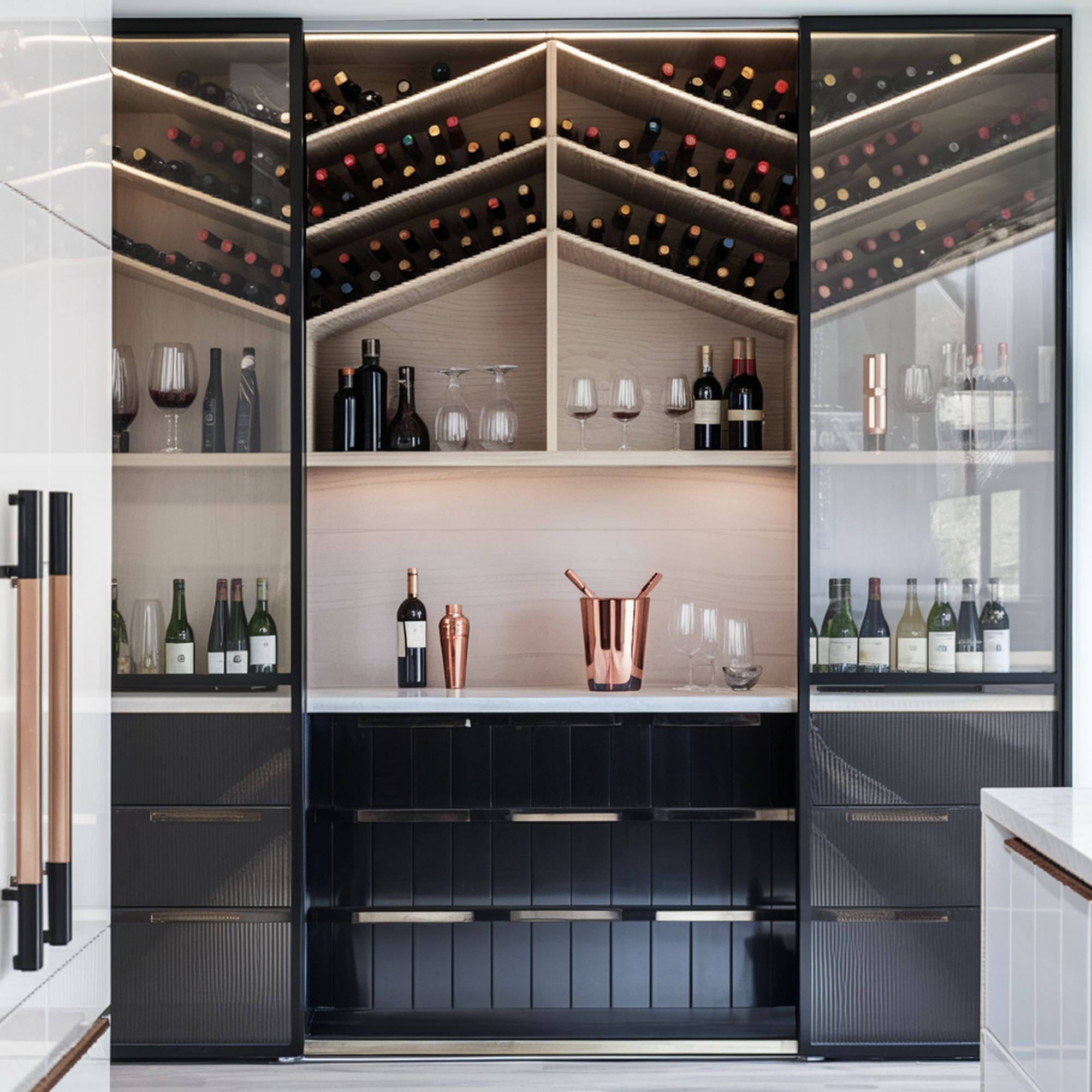 Custom Kitchen Wine Cellar Storage