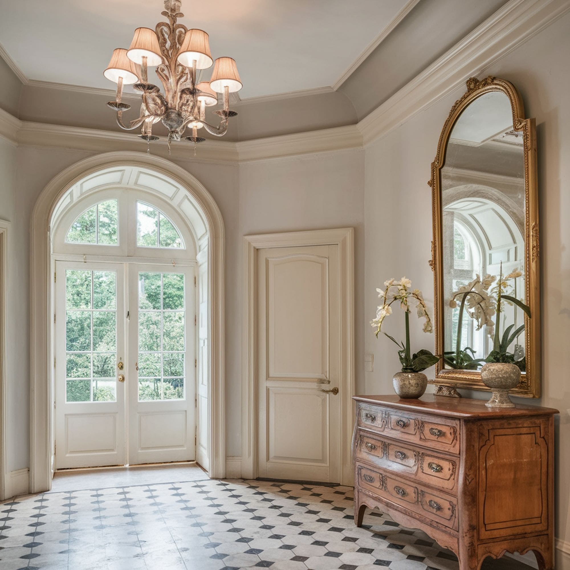 Elegant Foyer With Arched Doorway