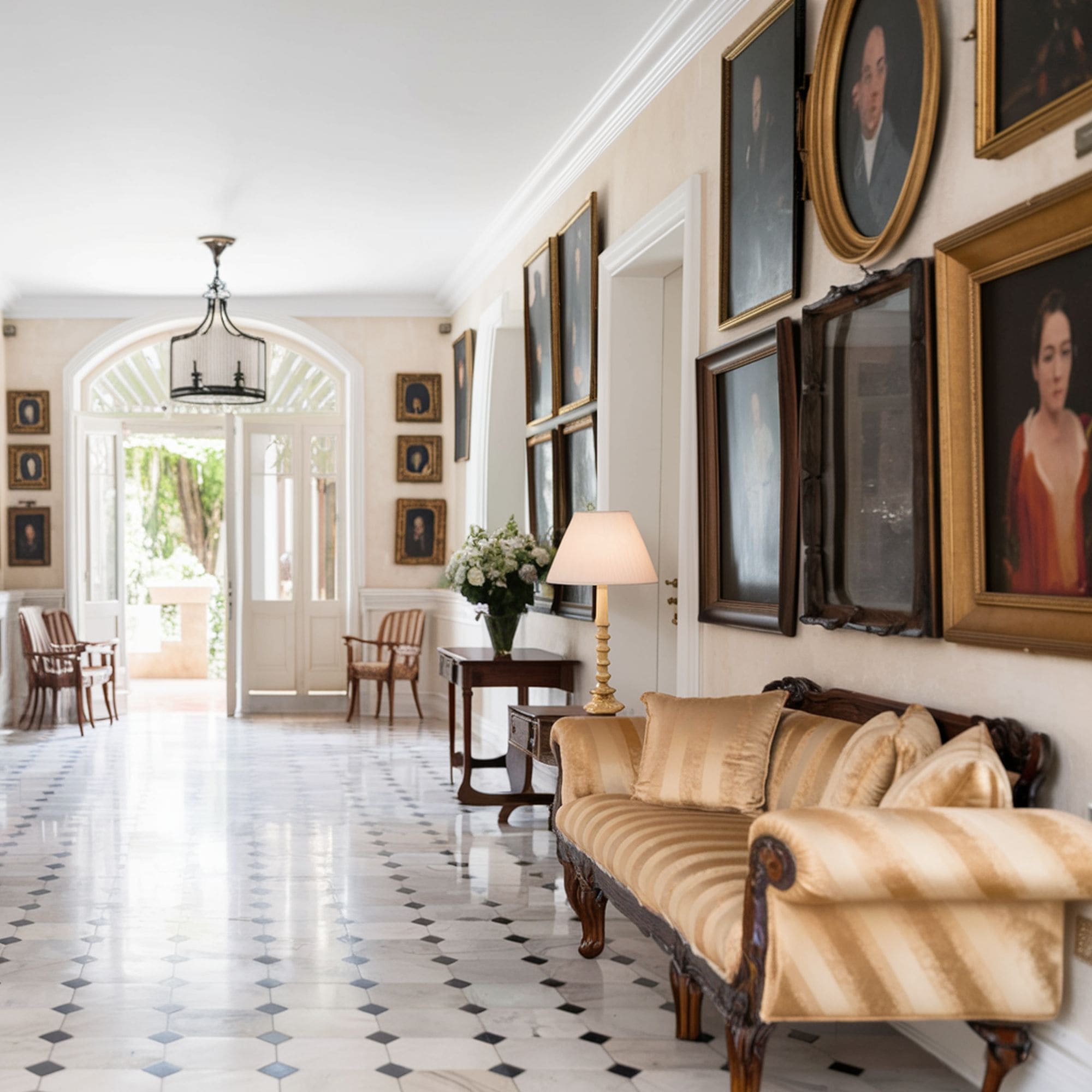 Foyer With Artwork Gallery Wall