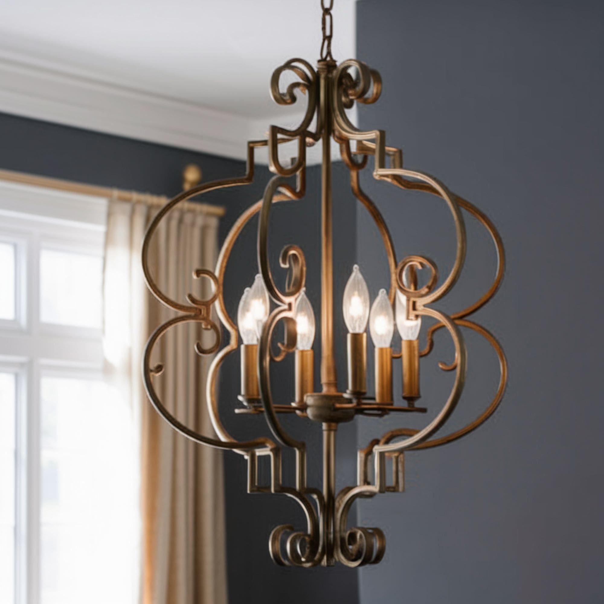 Foyer With Ornate Light Fixture