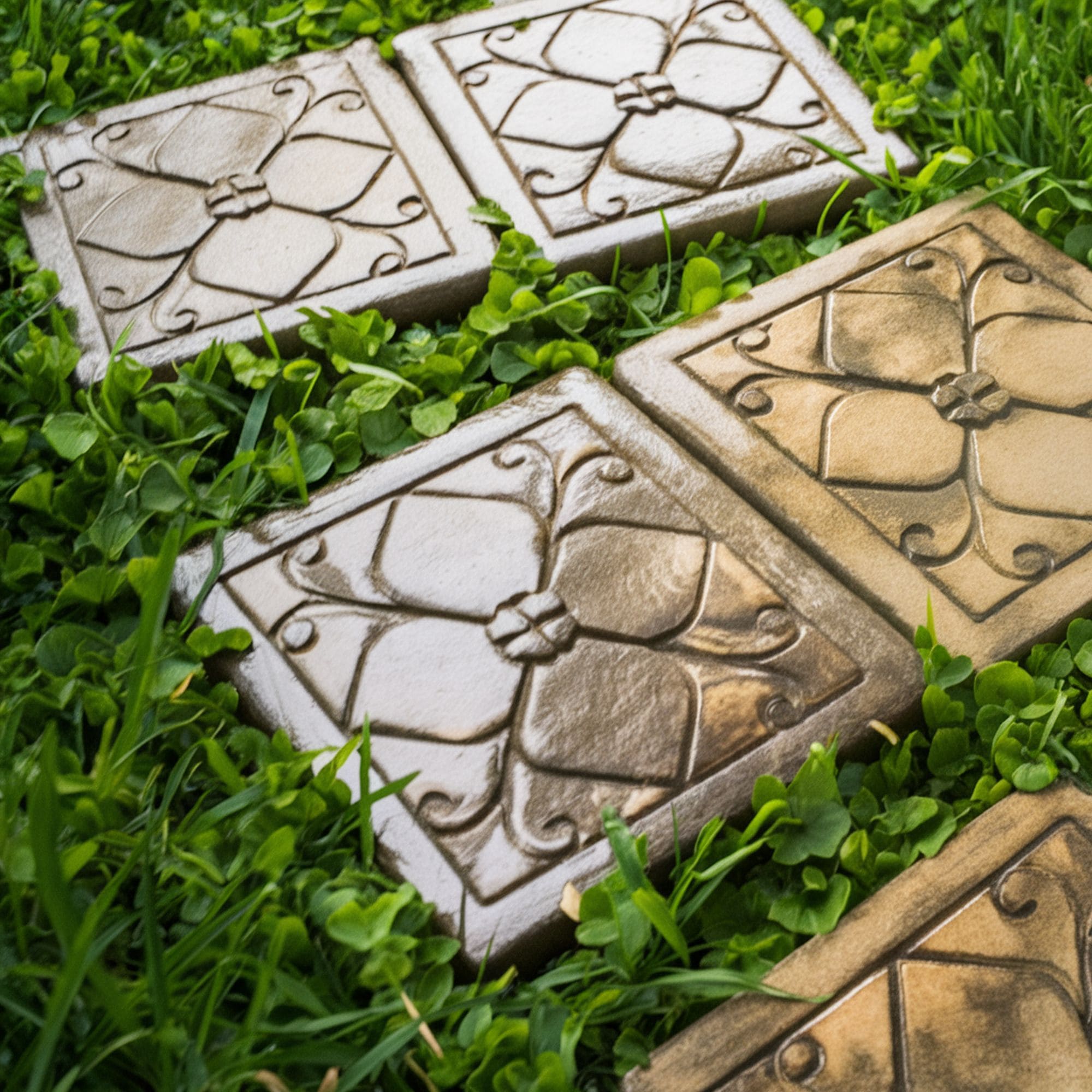 Etched Design Stepping Stone Pathway
