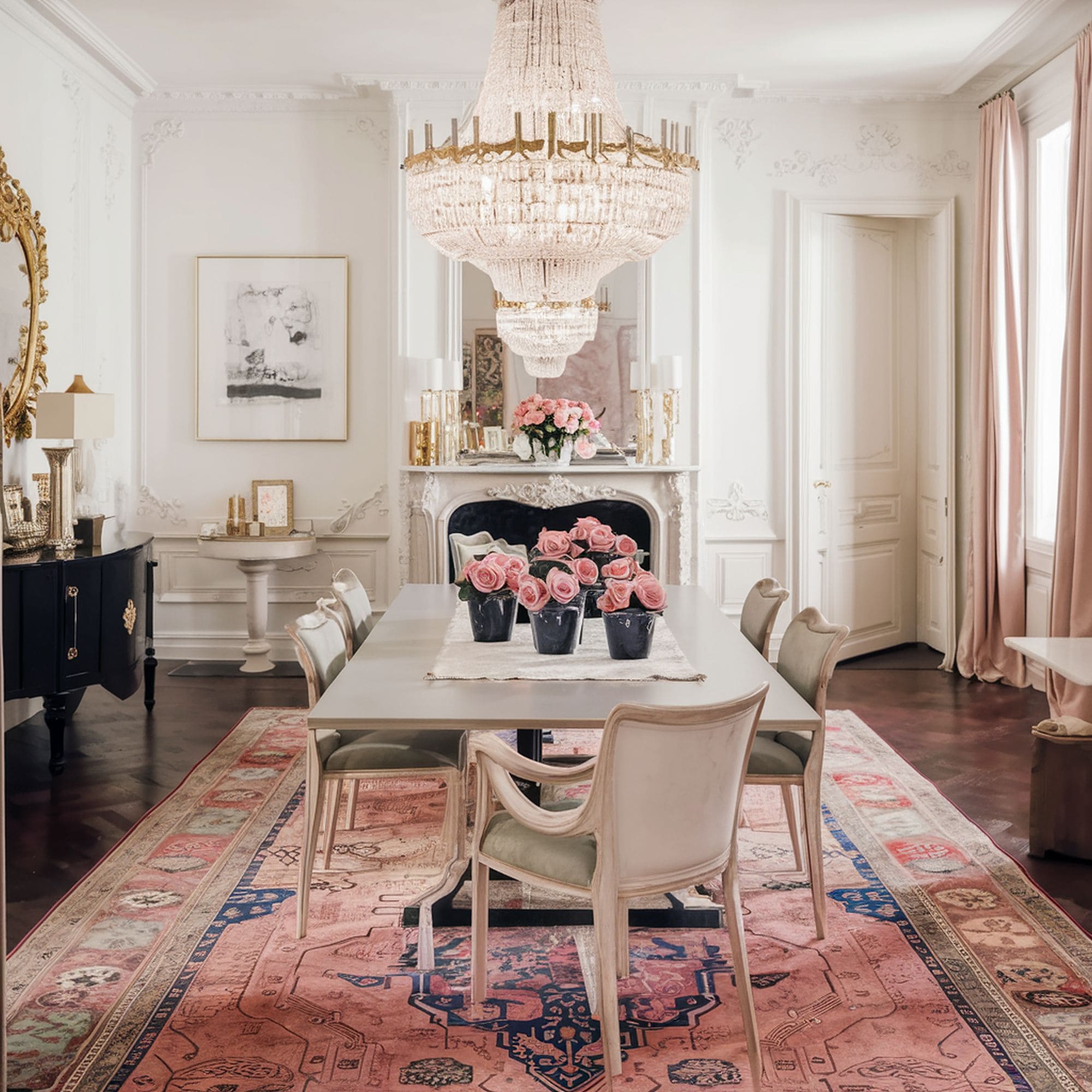 Parisian Style Area Rug in Dining Room