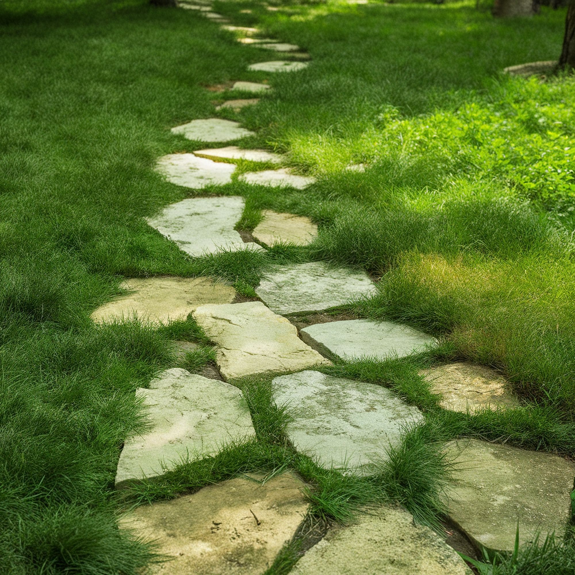 Rustic Style Stepping Stone Pathway