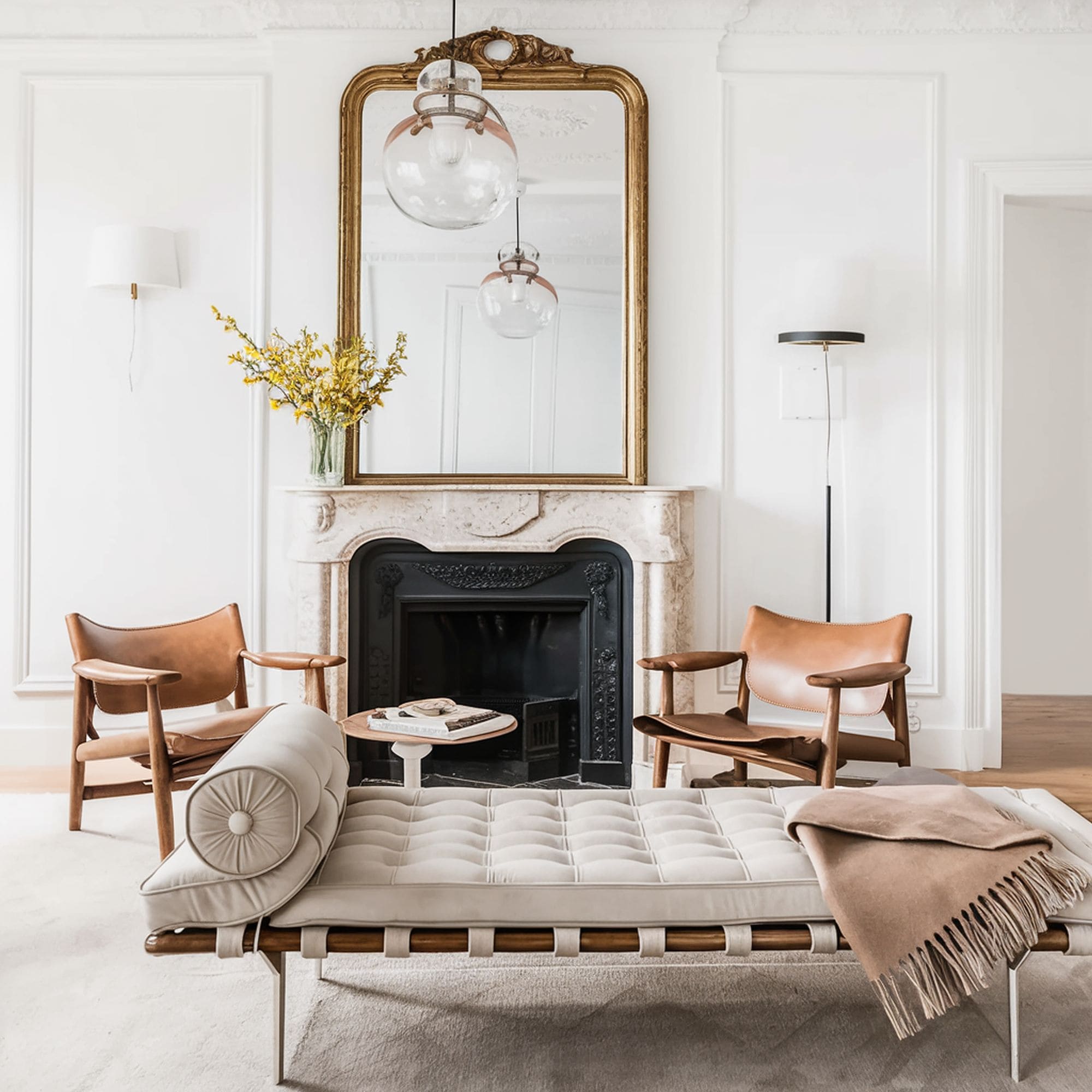 Parisian Style Living Room With Subtle Molding