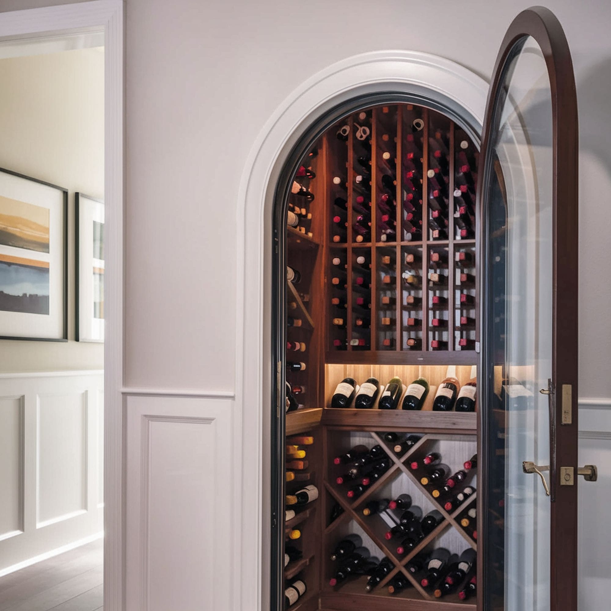 Wine Storage Room With Arched Doorway