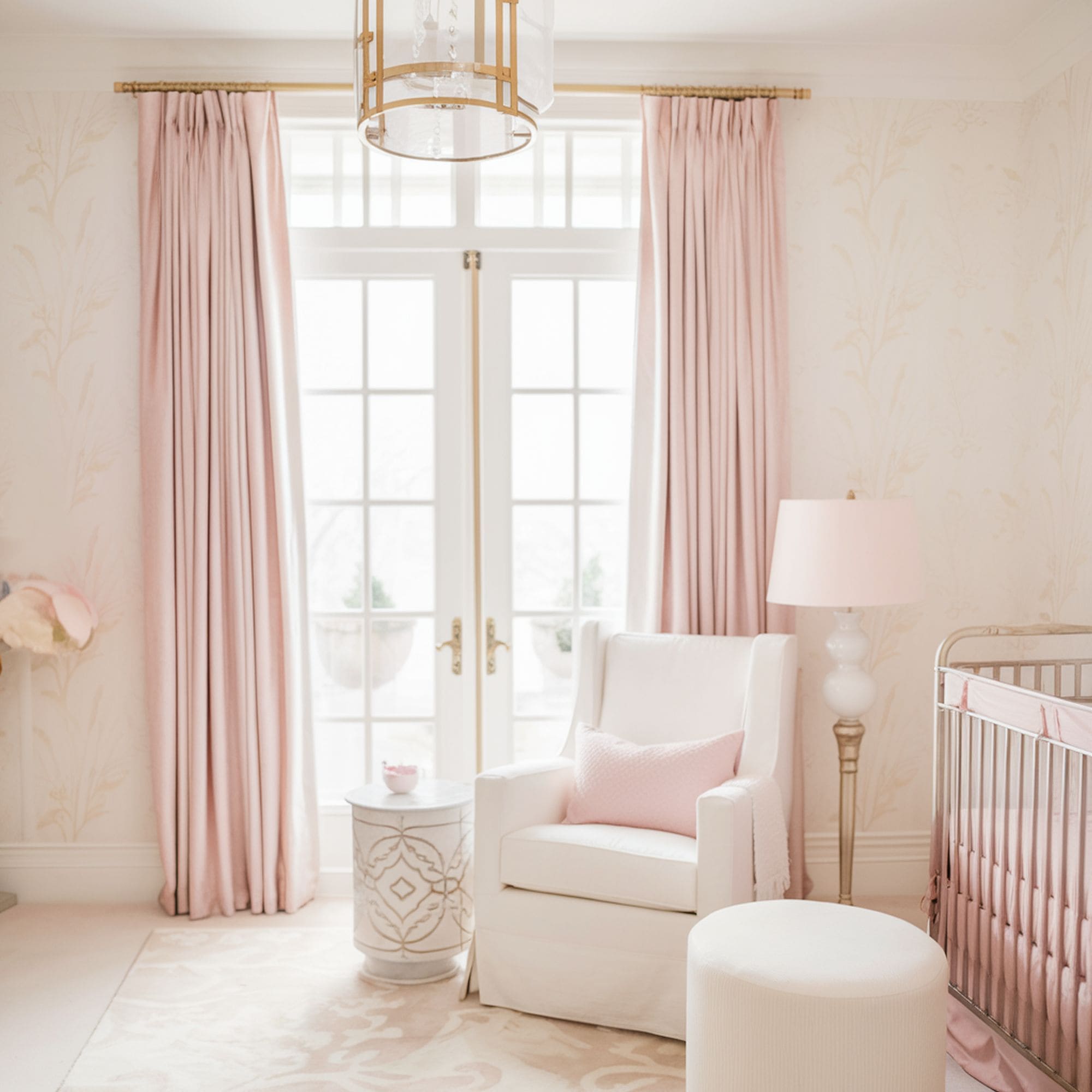 Subtle Floral Patterned Nursery Wall
