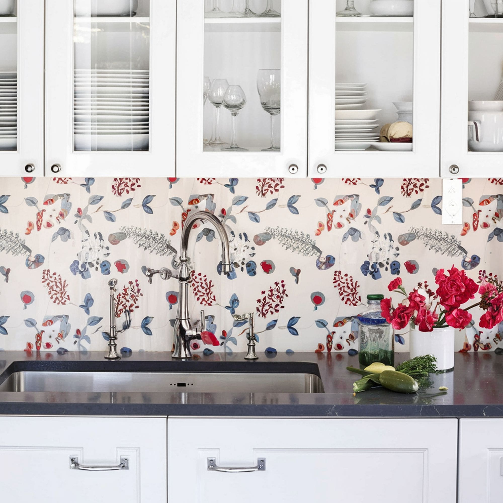 Floral Patterned Kitchen Backsplash