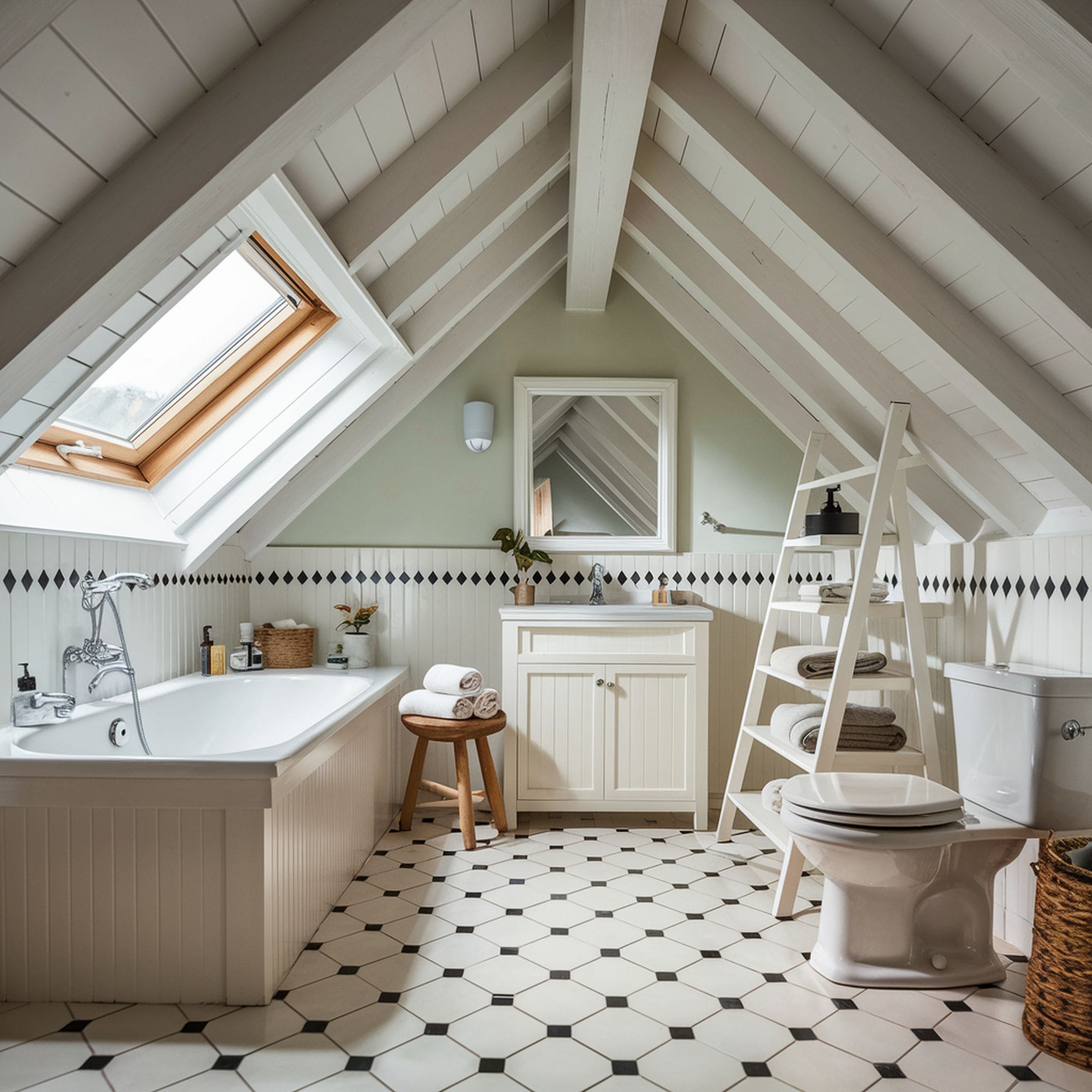 White Attic Bathroom