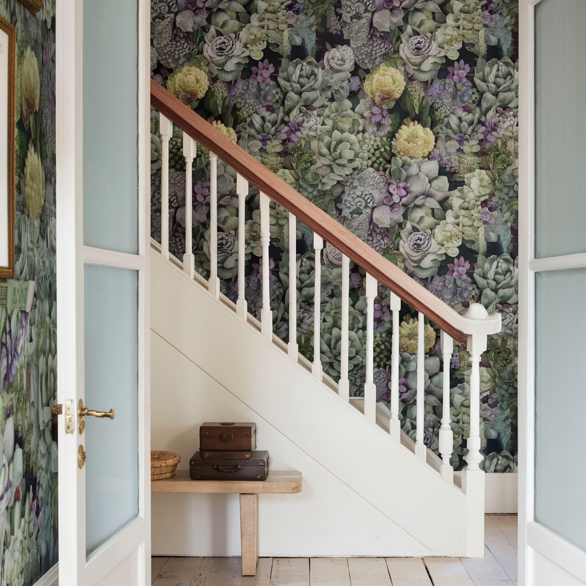 Floral Patterned Wall With Succulents