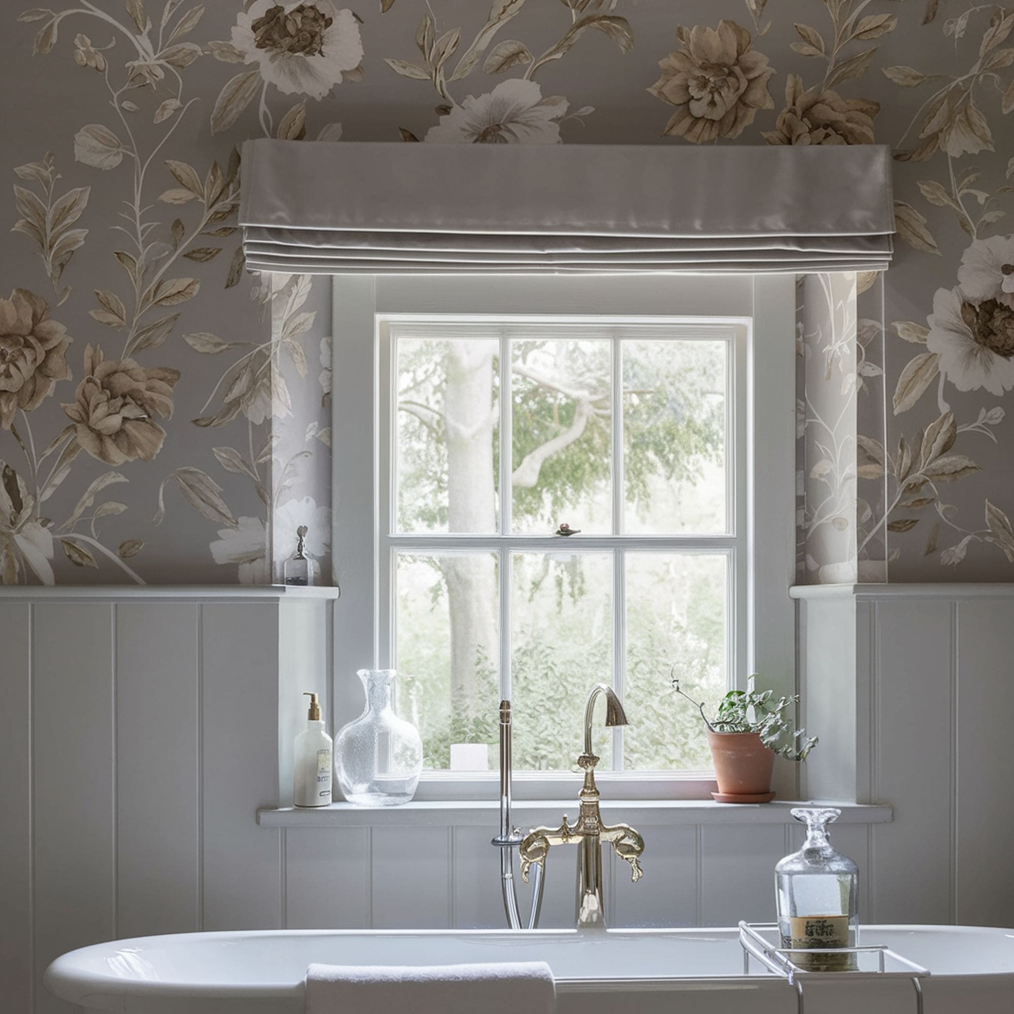 Traditional Floral Patterned Bathroom