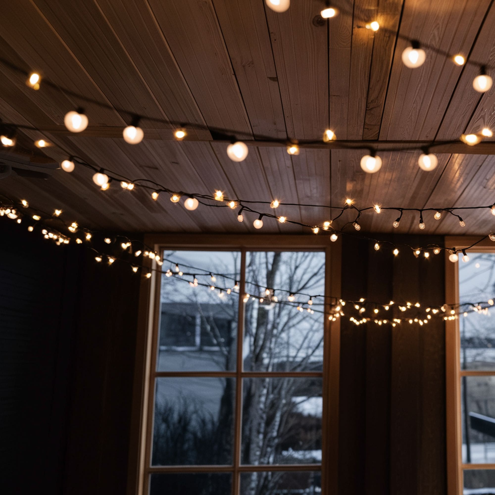 String Lights Hanging From the Ceiling