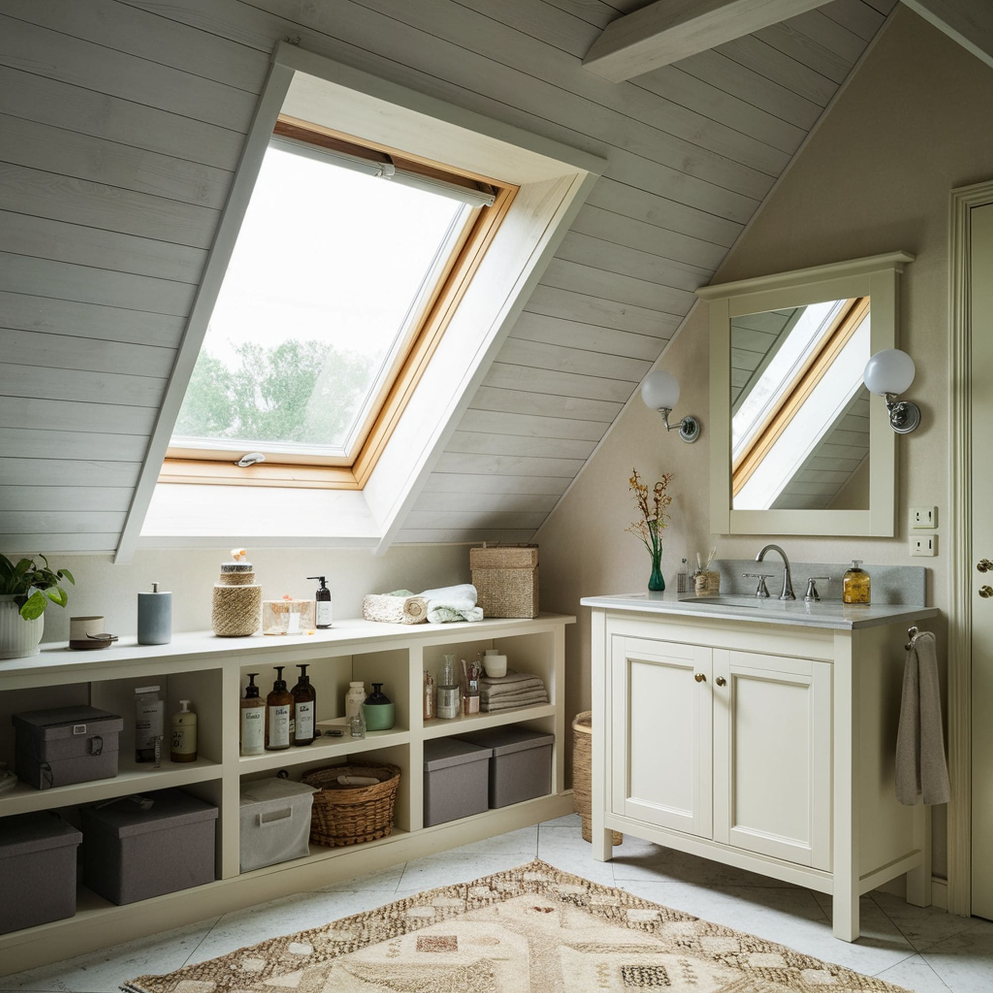 Attic Bathroom With Large Window