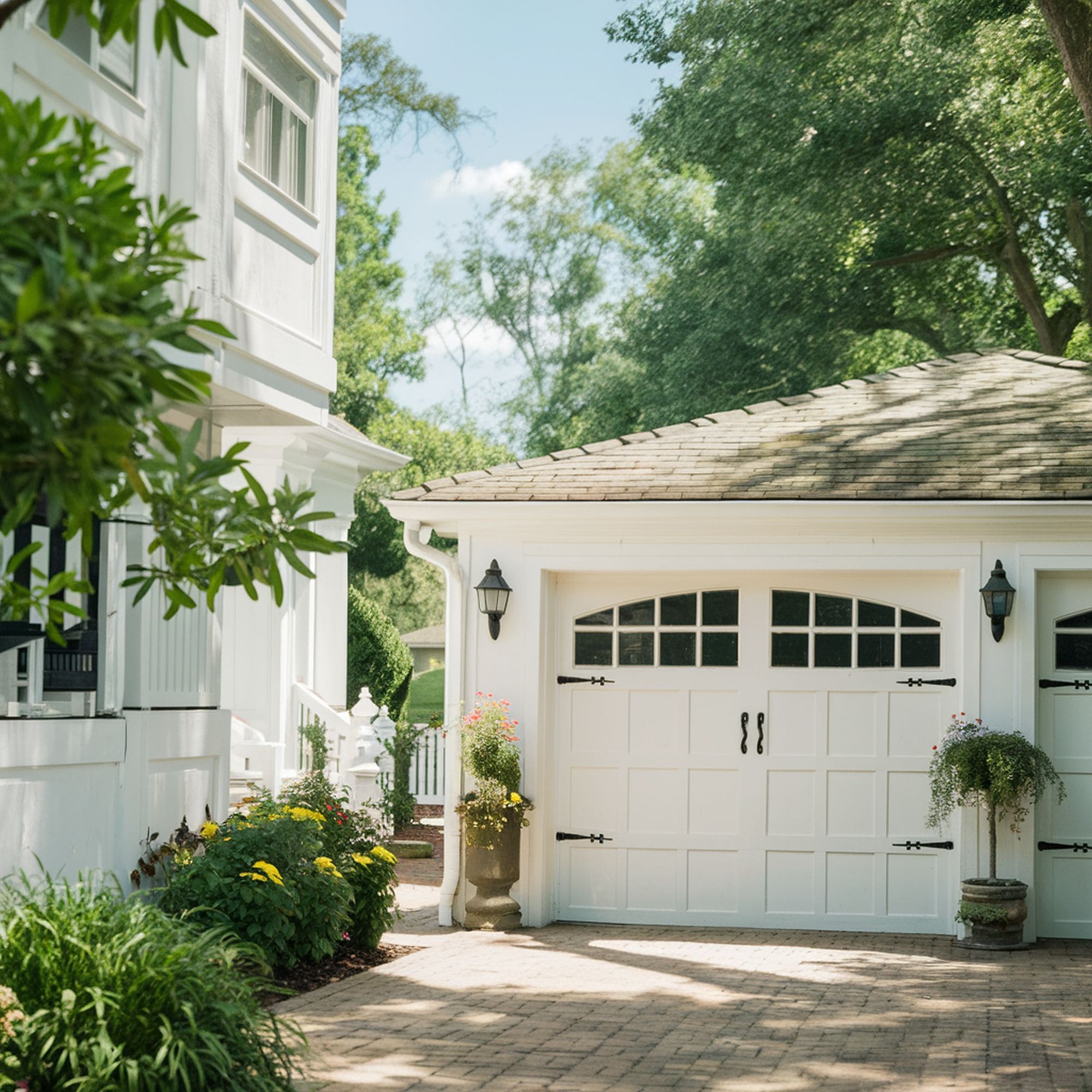 Stylish White Detached Garage