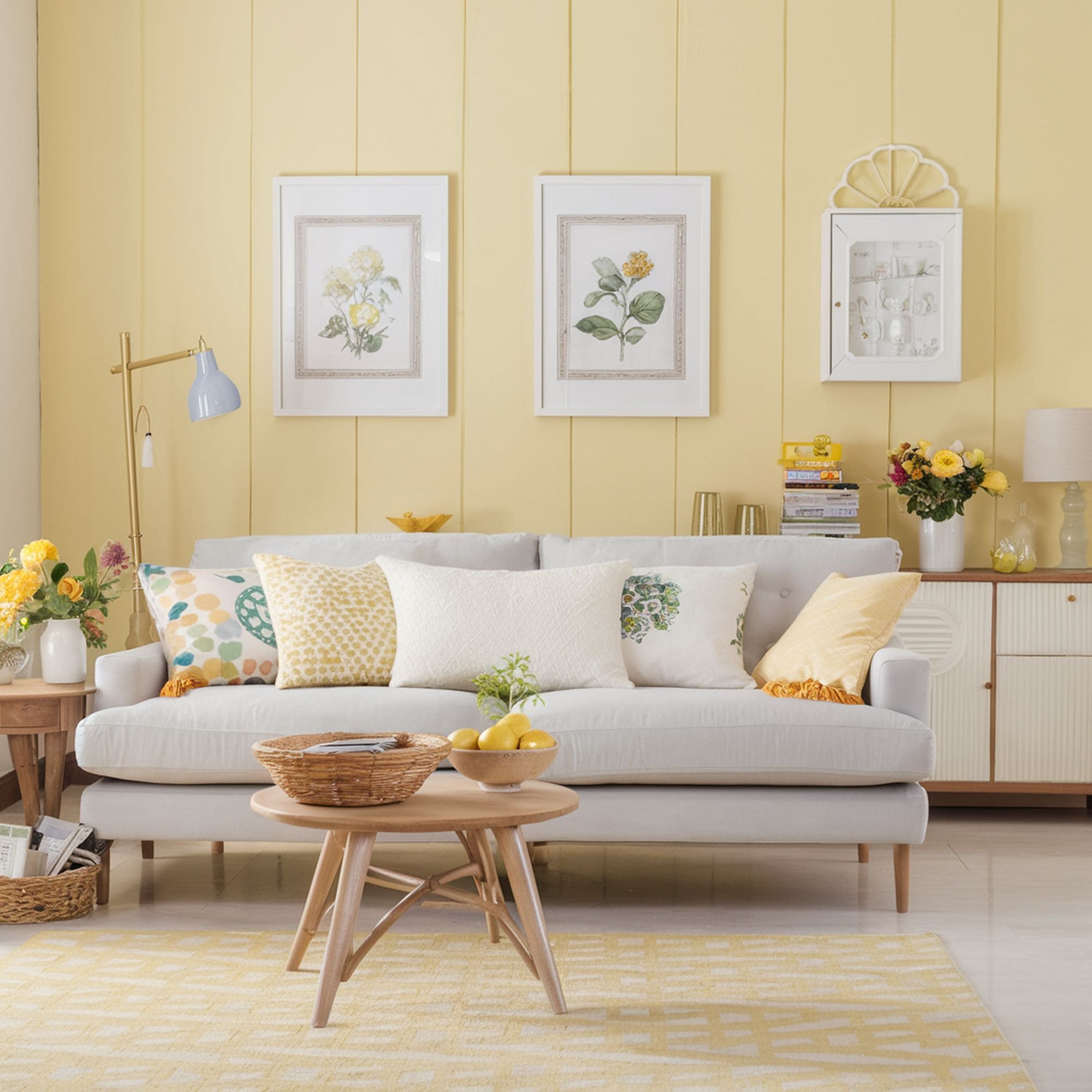 Pastel Yellow Living Room