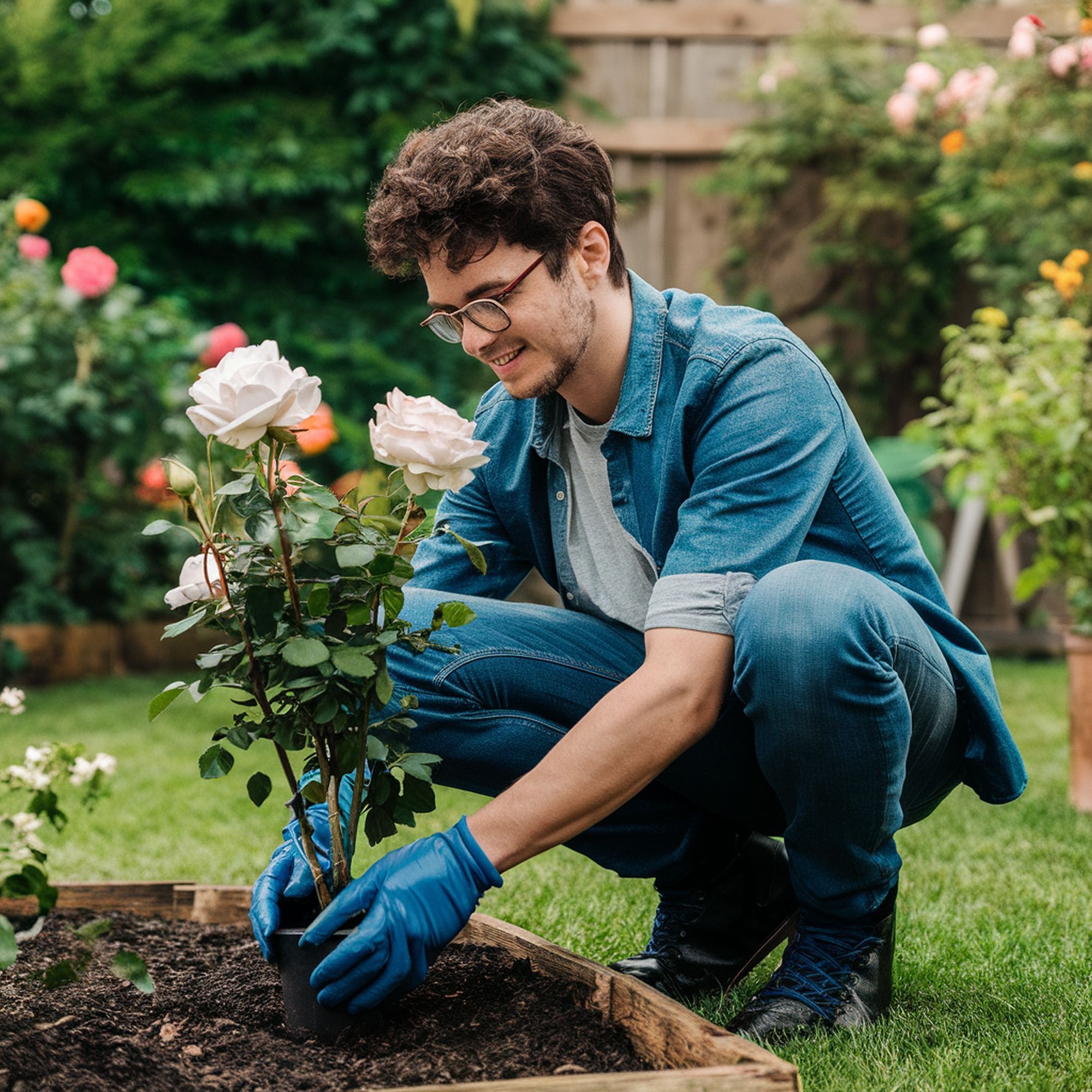 Man Planting Rose