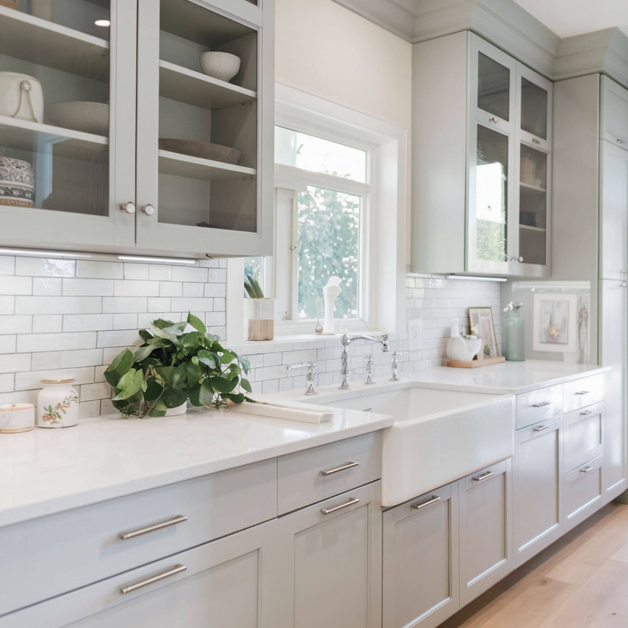 Light Gray Painted Kitchen Cabinets