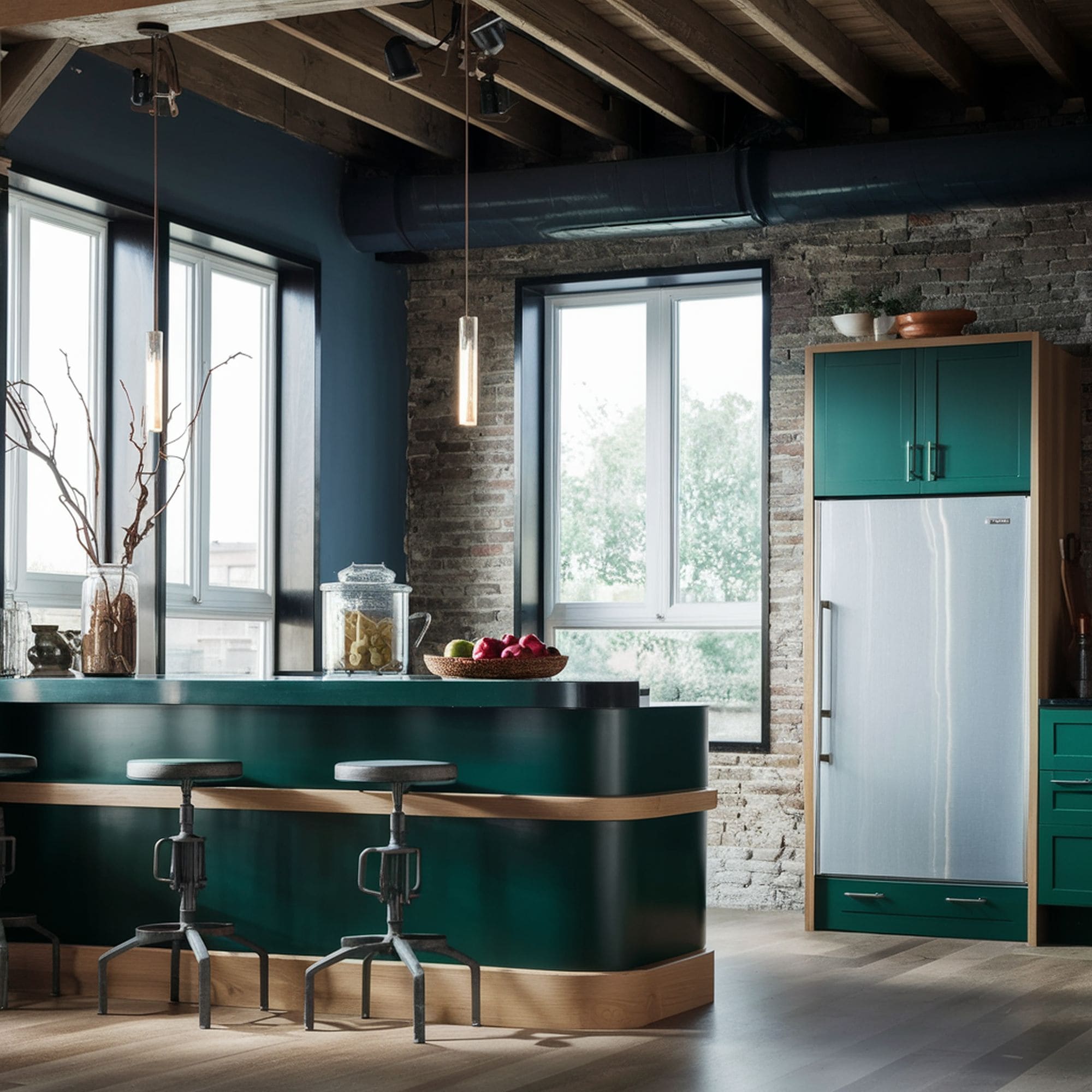 Emerald Green Painted Kitchen Cabinets